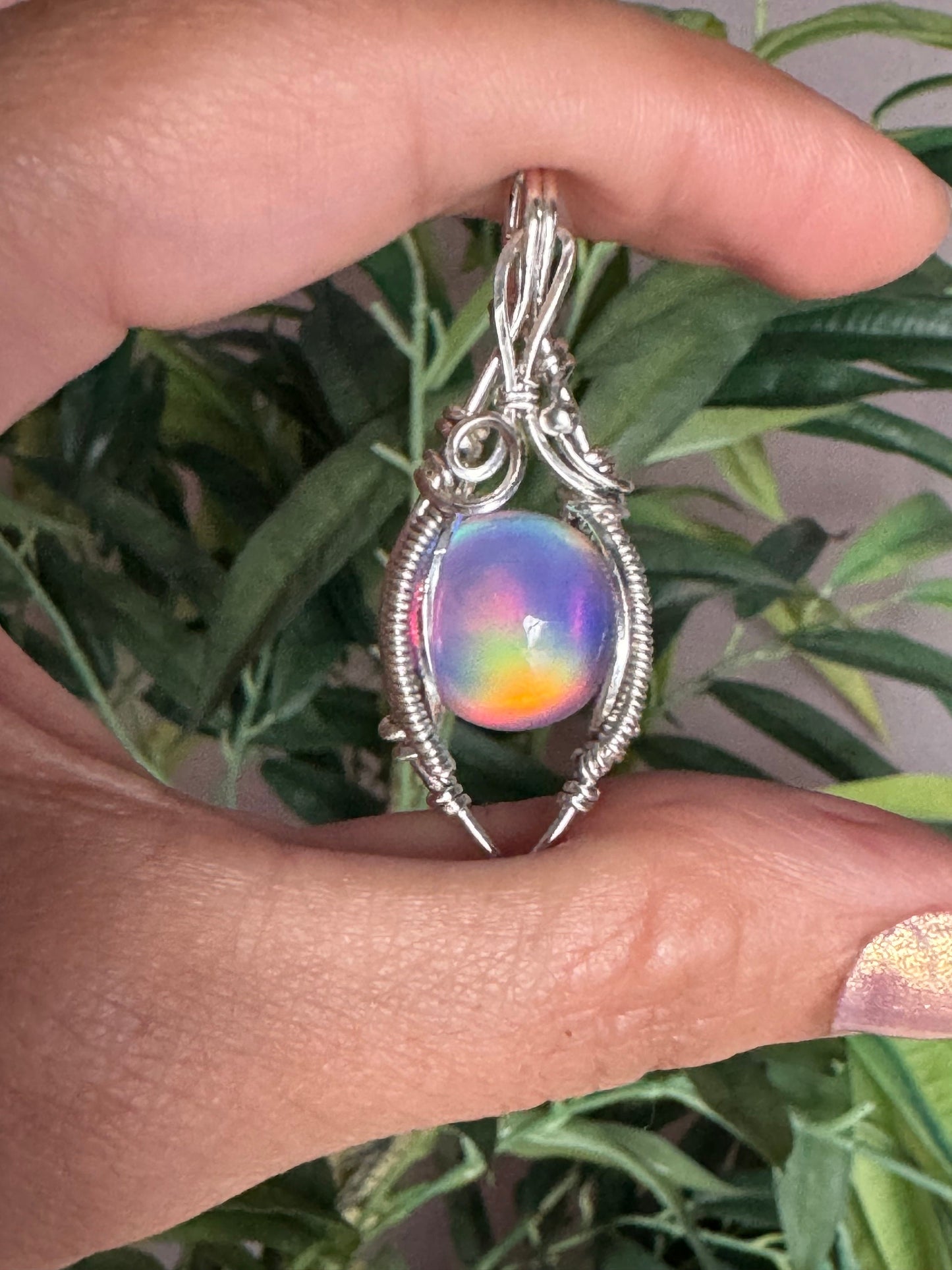 Aurora Opal pendant necklace