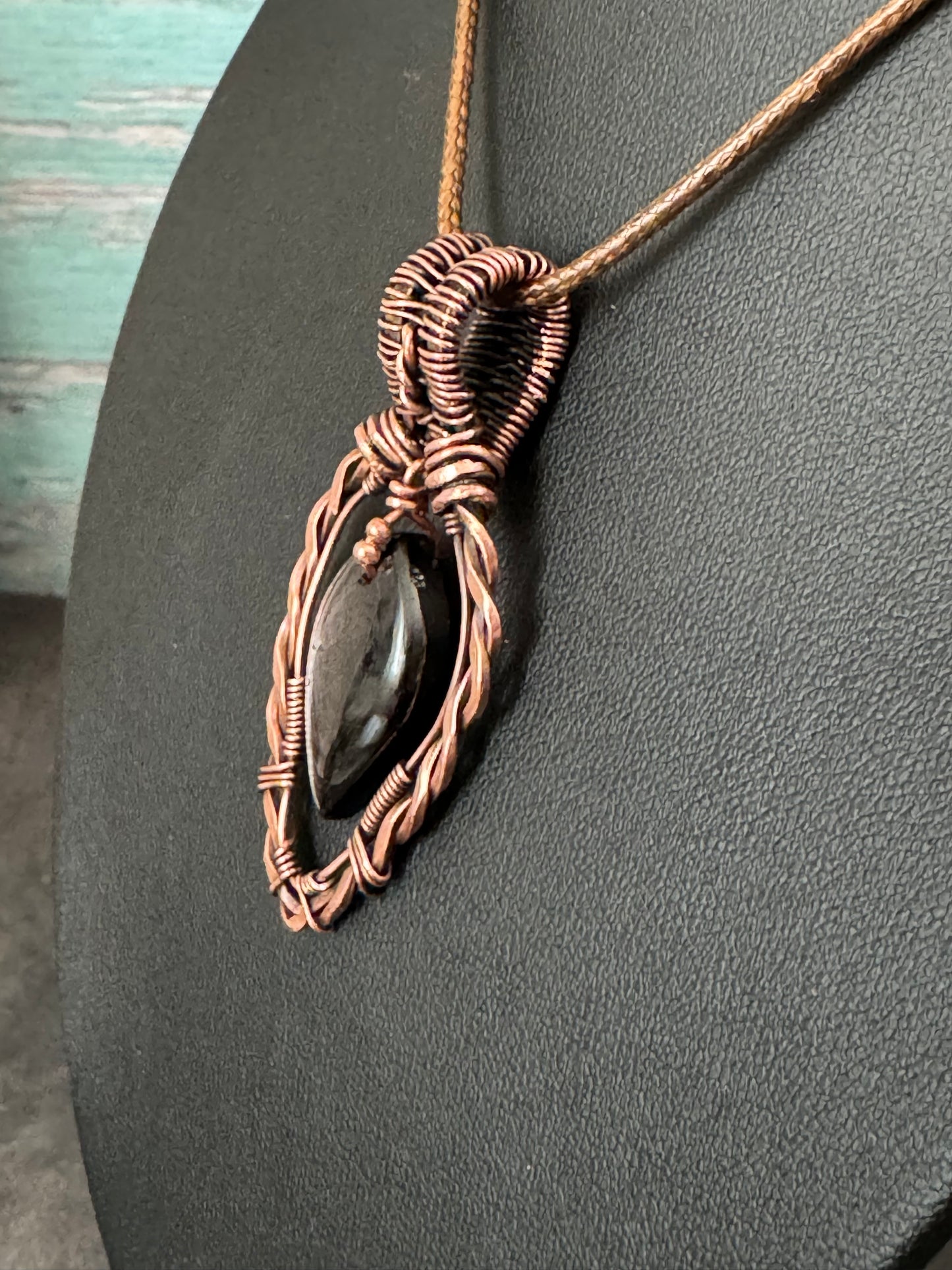 Silver sheen obsidian pendant