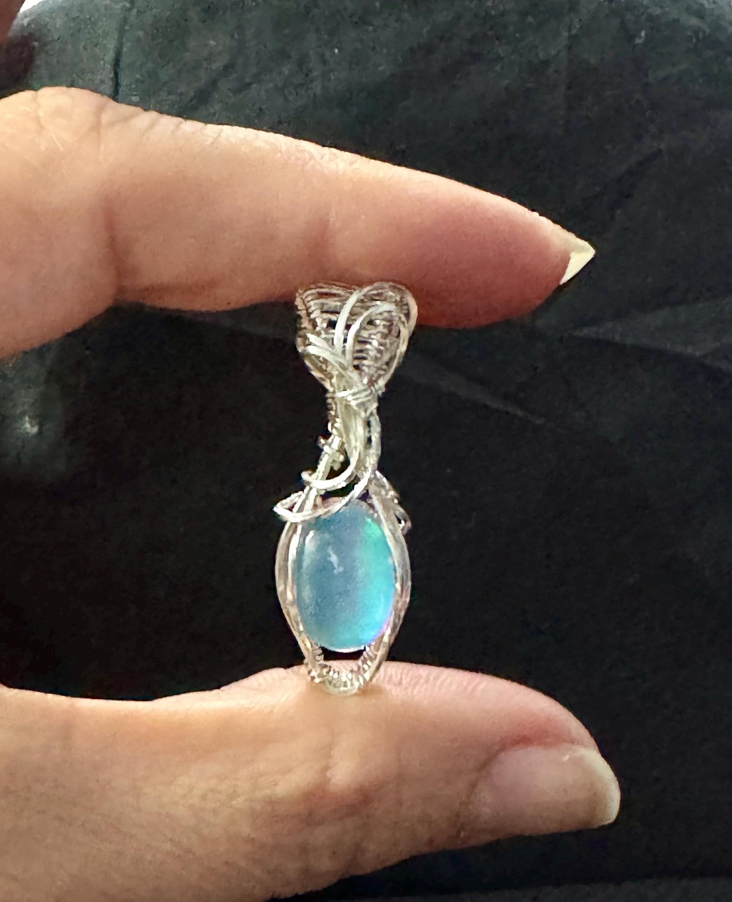 Rainbow Aurora Opal pendant necklace