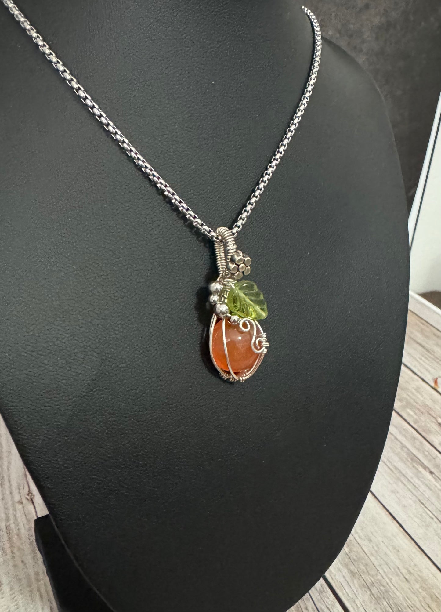 Carnelian pumpkin pendant