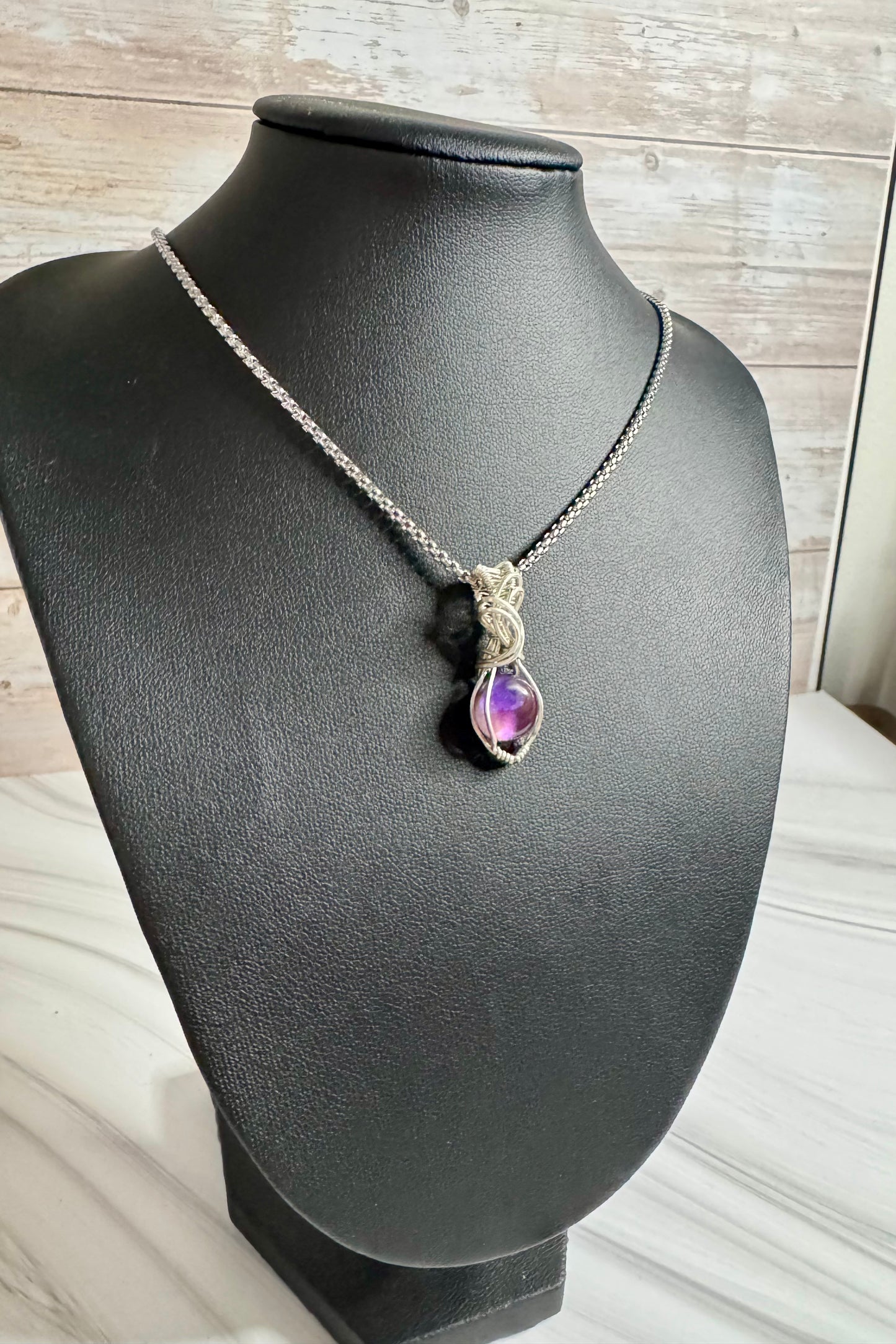 Amethyst & Mother of pearl trapiche pendant