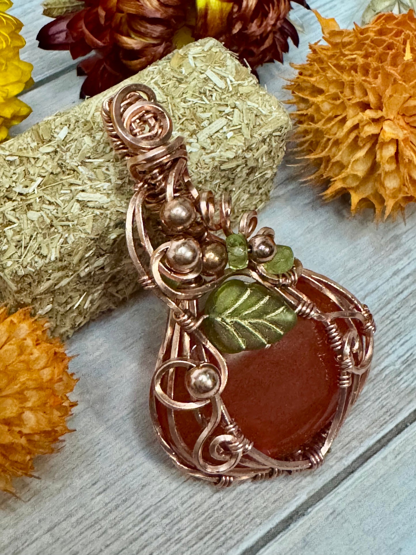 Carnelian Pumpkin set in copper