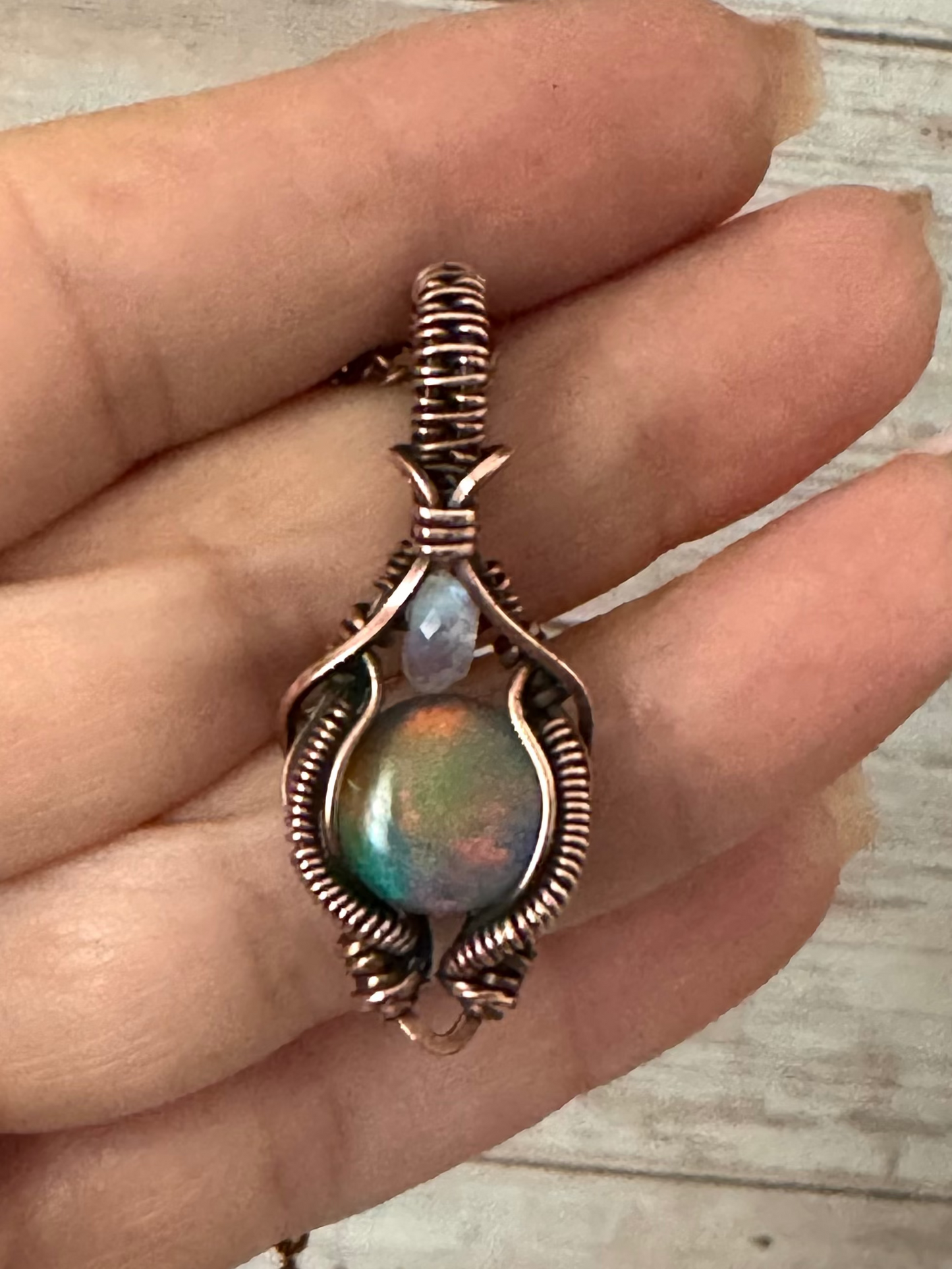 Aurora Opal pendant necklace