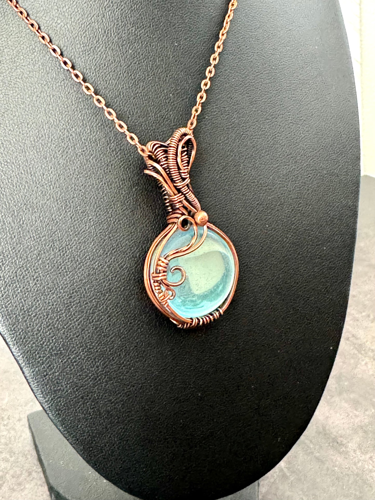 Aurora glass copper pendant necklace