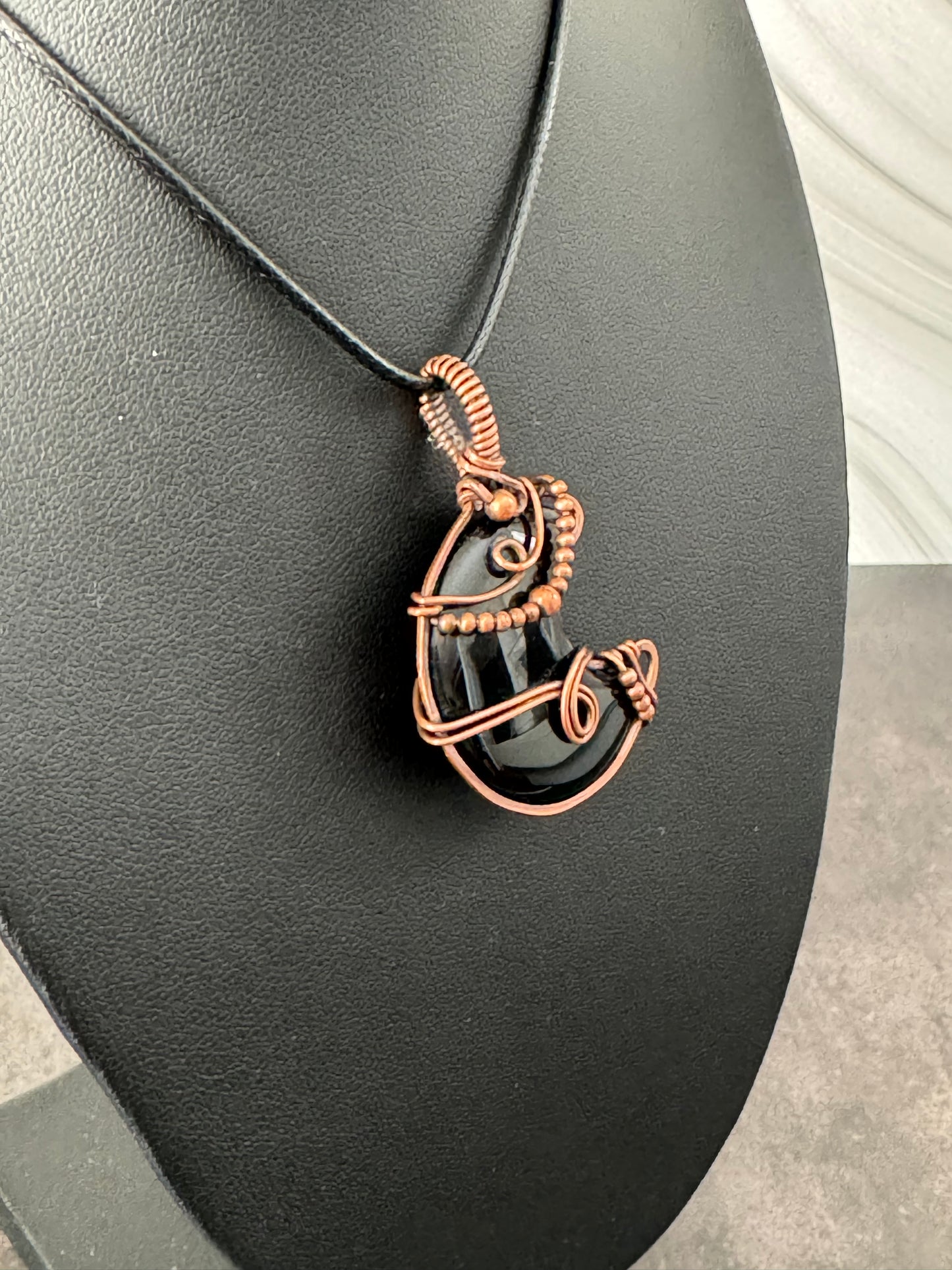 Onyx moon pendant necklace