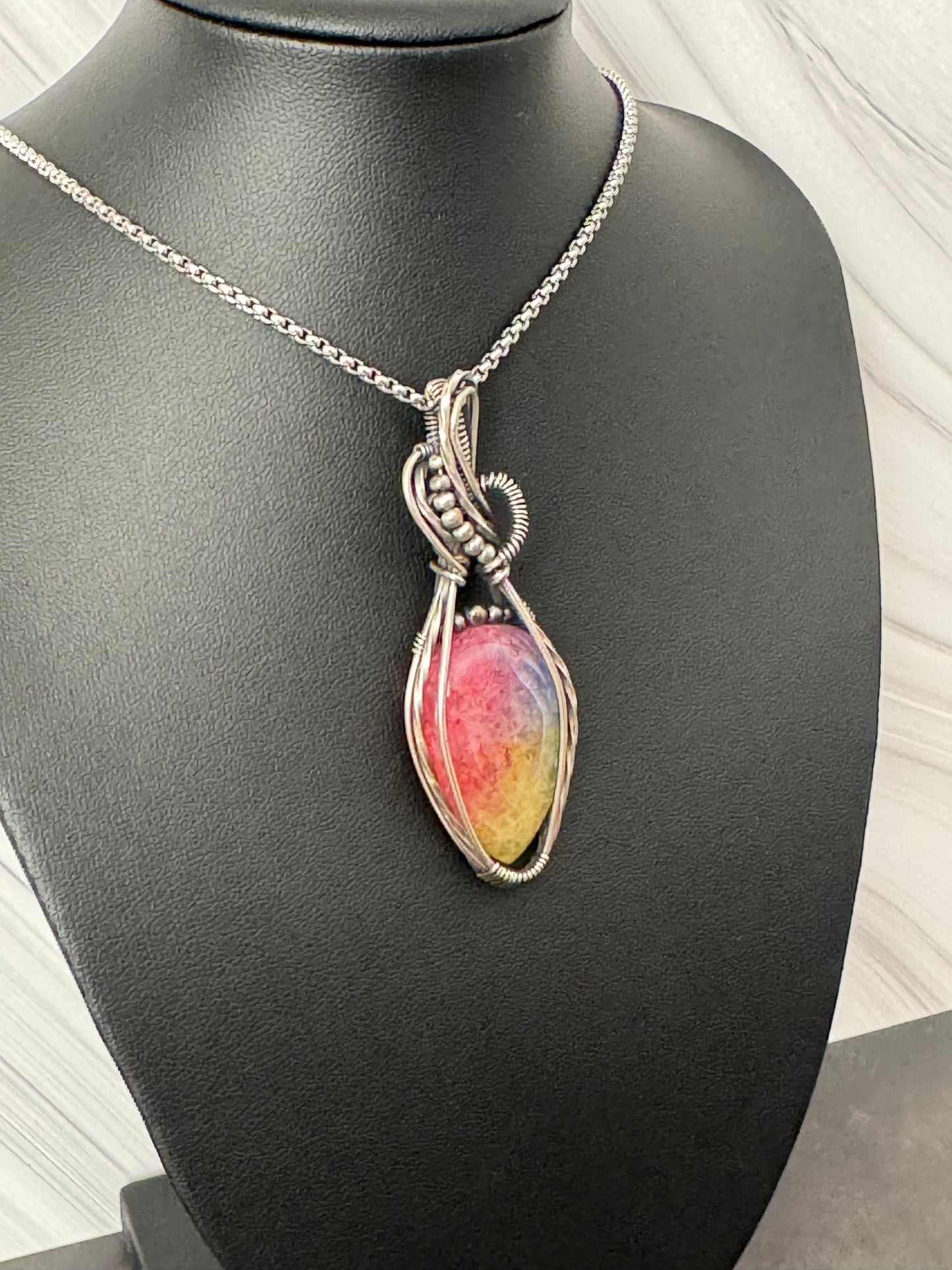 Rainbow Solar Quartz gemstone pendant necklace