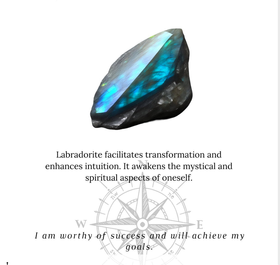 Labradorite gemstone moon pendant necklace