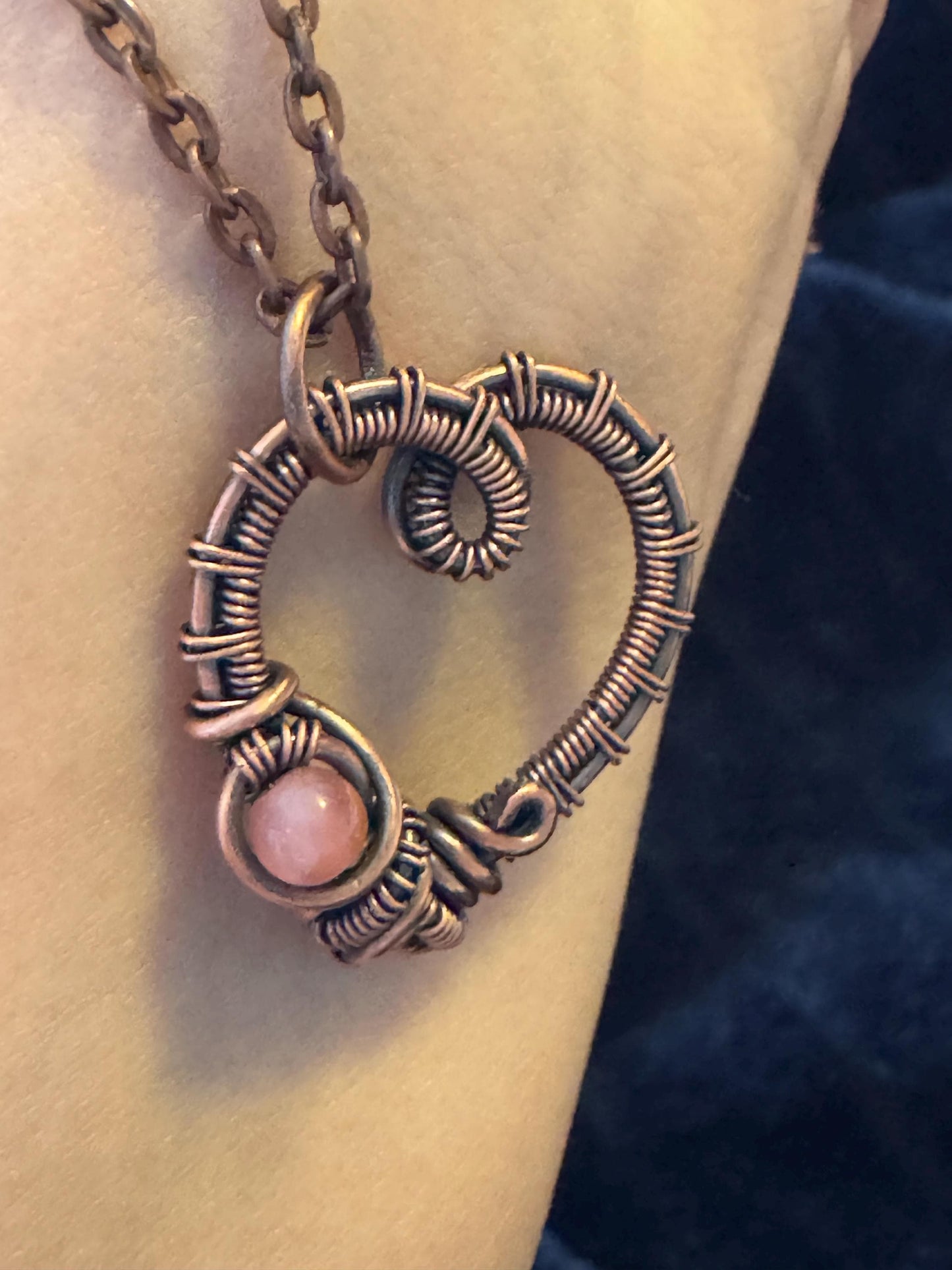 Copper heart pendant necklace