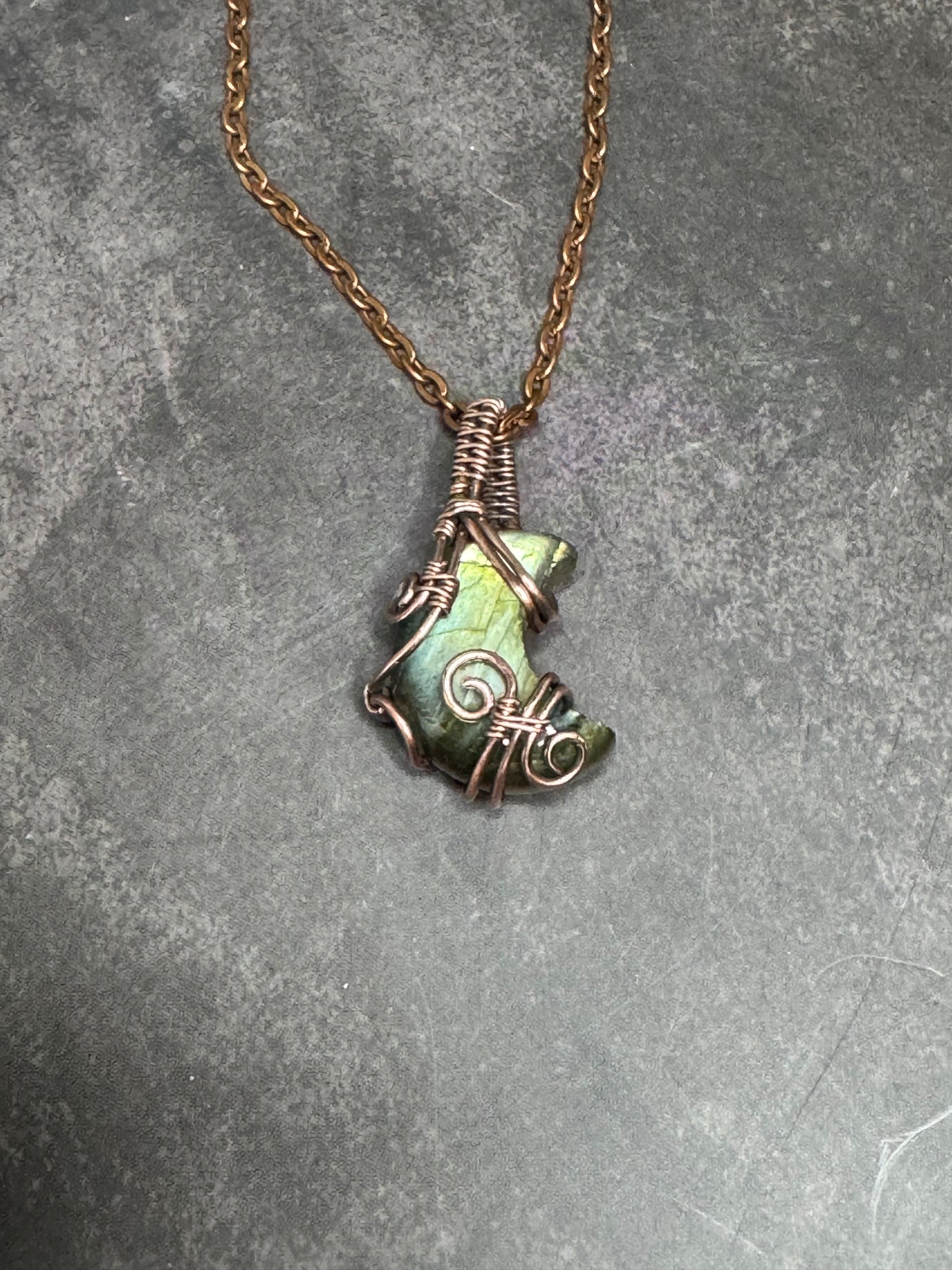 Labradorite moon pendant