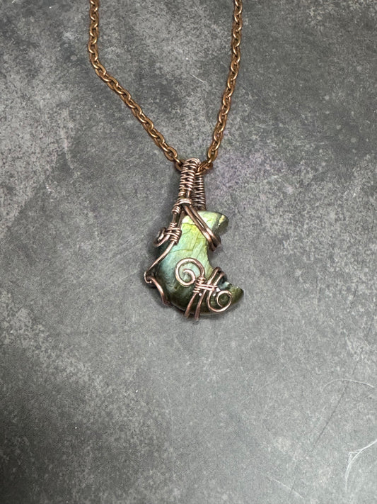 Labradorite moon pendant