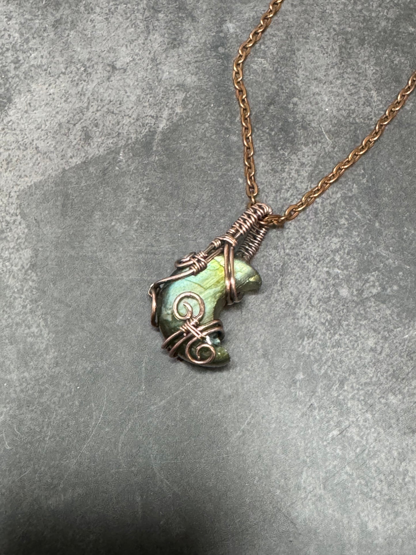 Labradorite moon pendant