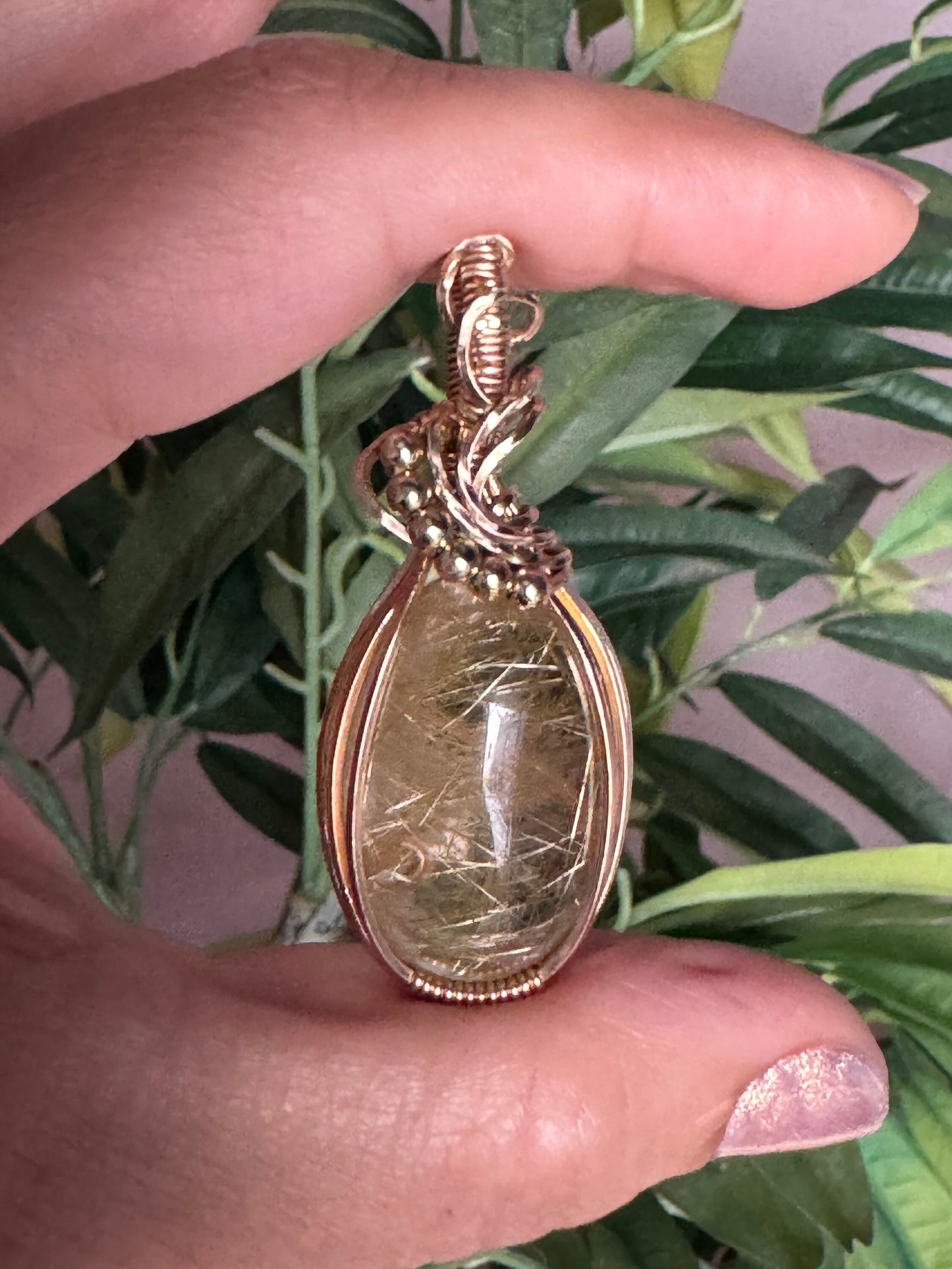 Rutilated quartz  pendant necklace