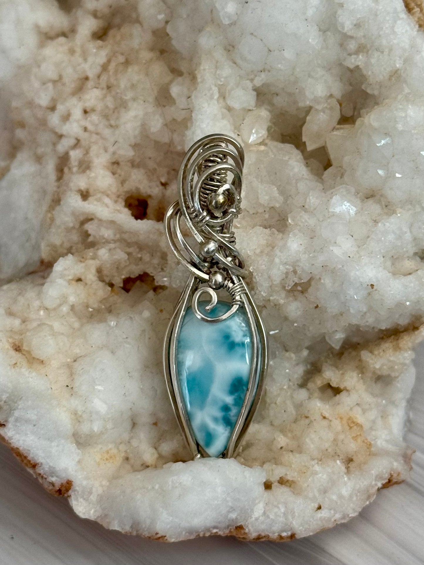 Larimar gemstone jewelry pendant necklace