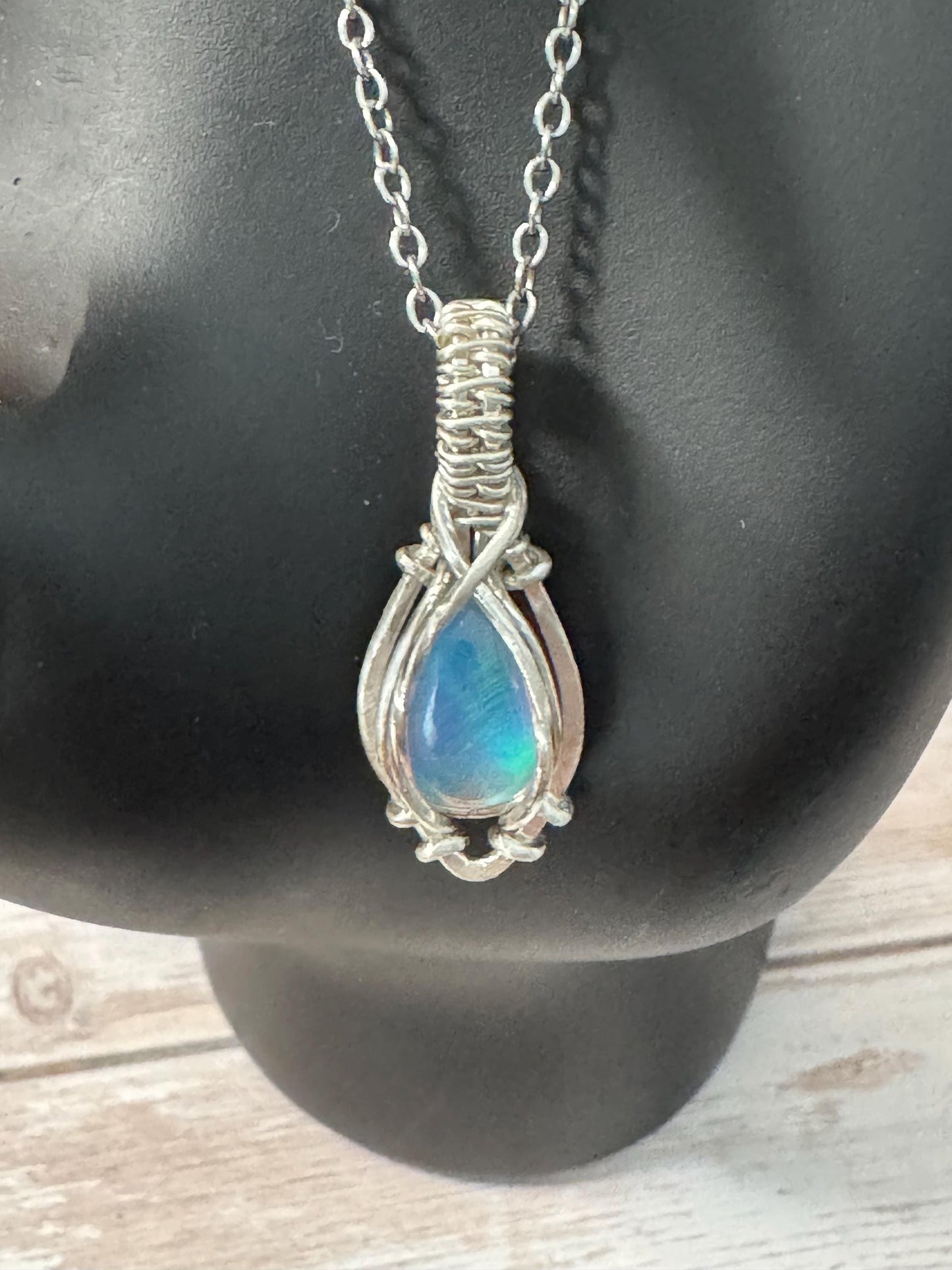 Aurora Opal pendant necklace