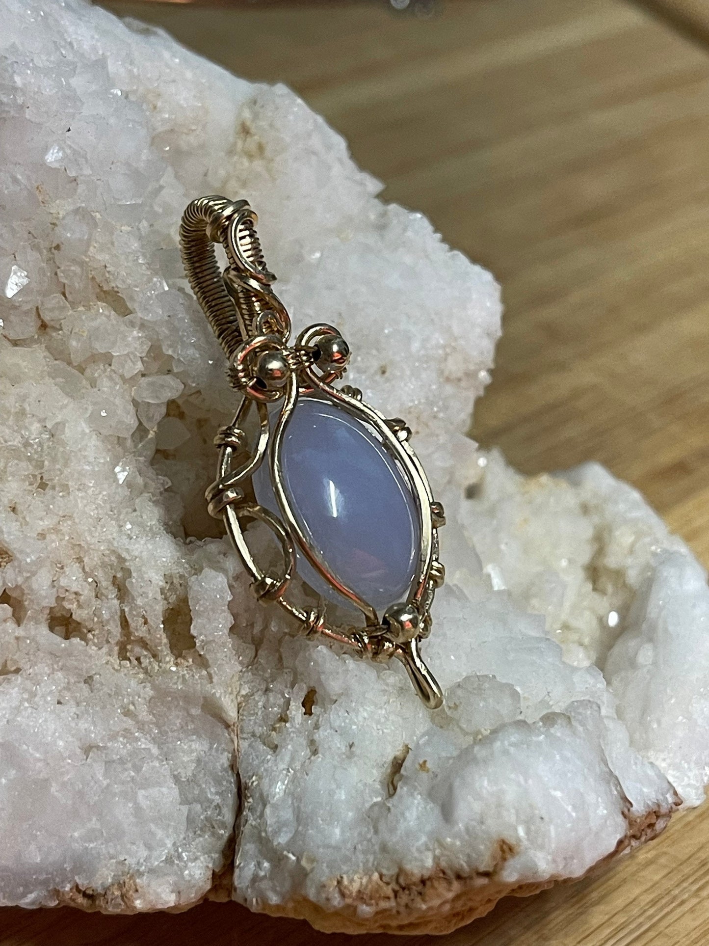 Chalcedony gemstone pendant necklace