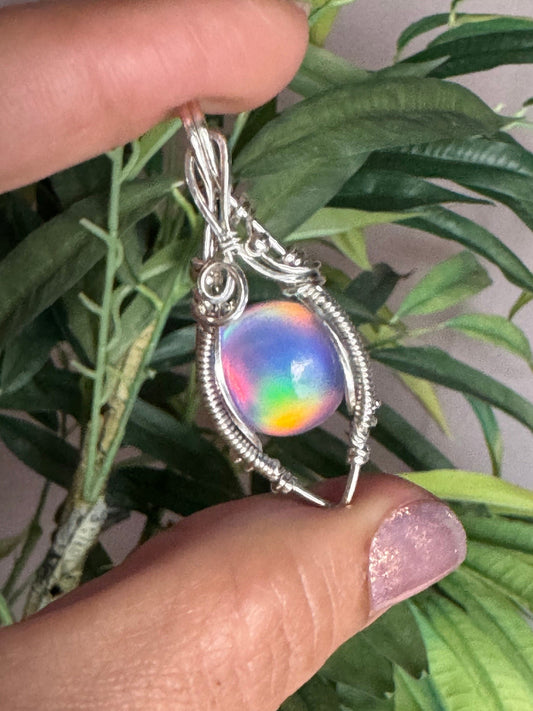Aurora Opal pendant necklace