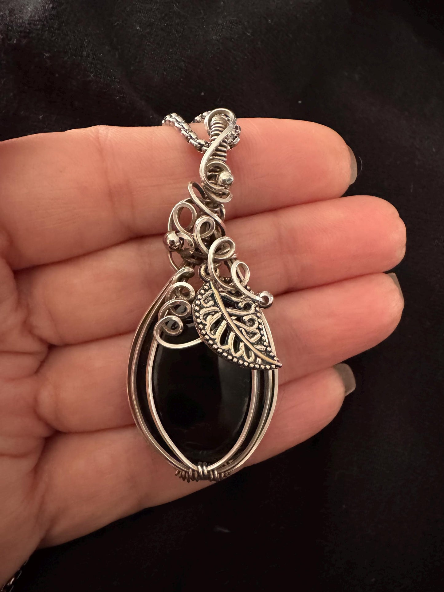 Onyx Pumpkin  pendant necklace