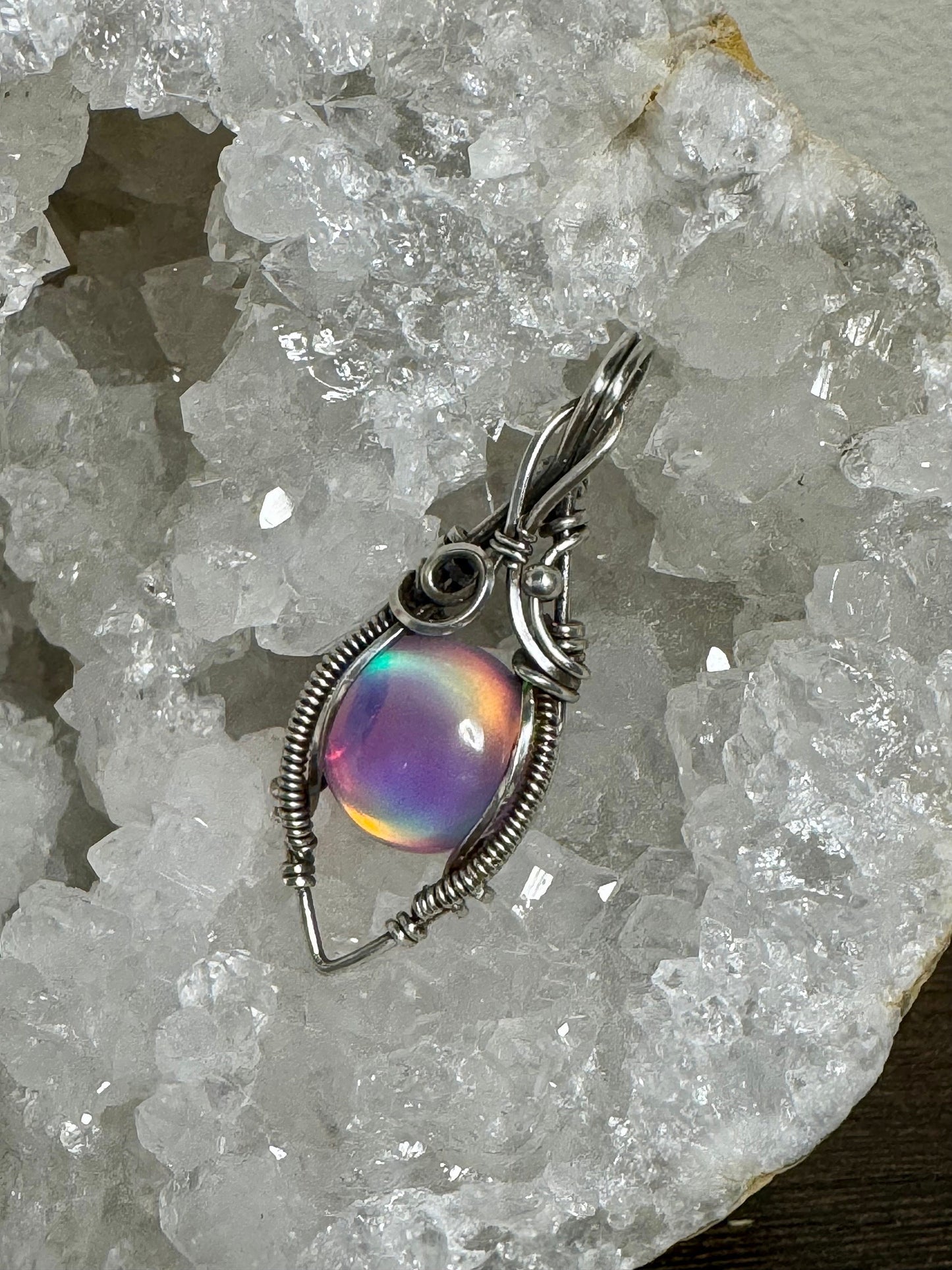 Aurora Opal pendant necklace