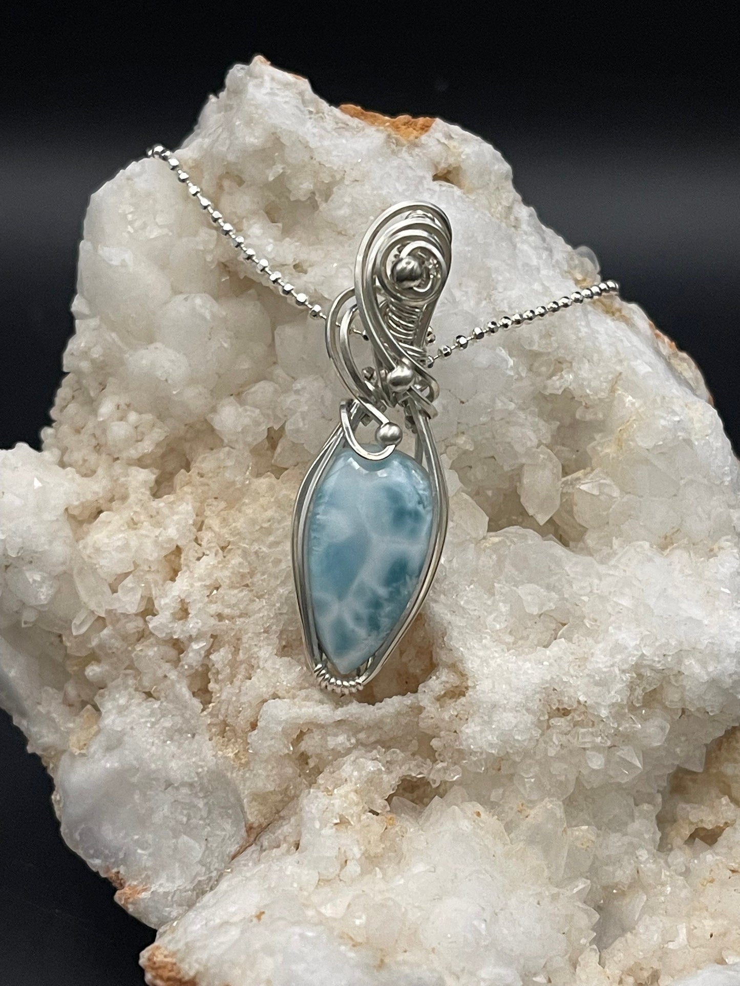 Larimar gemstone jewelry pendant necklace