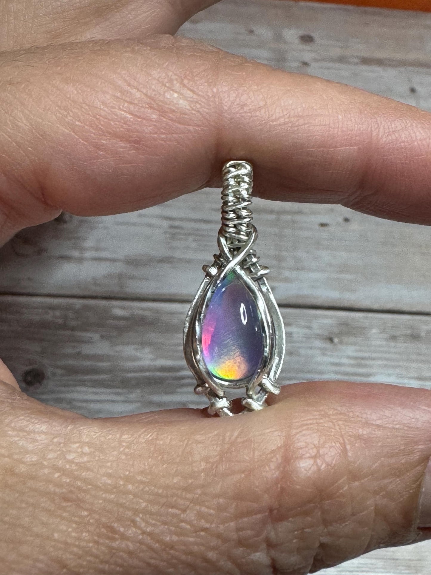 Aurora Opal pendant necklace