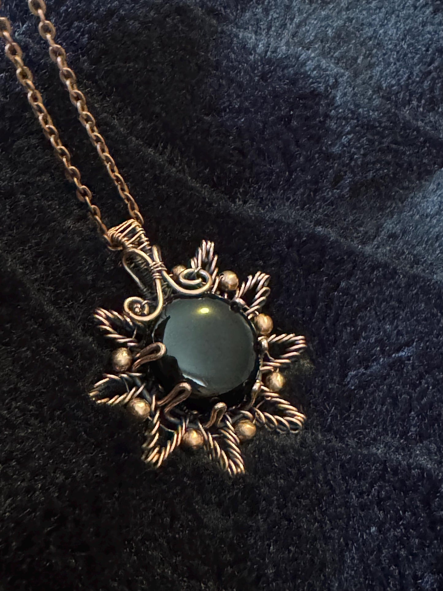 Onyx Sun Copper pendant necklace
