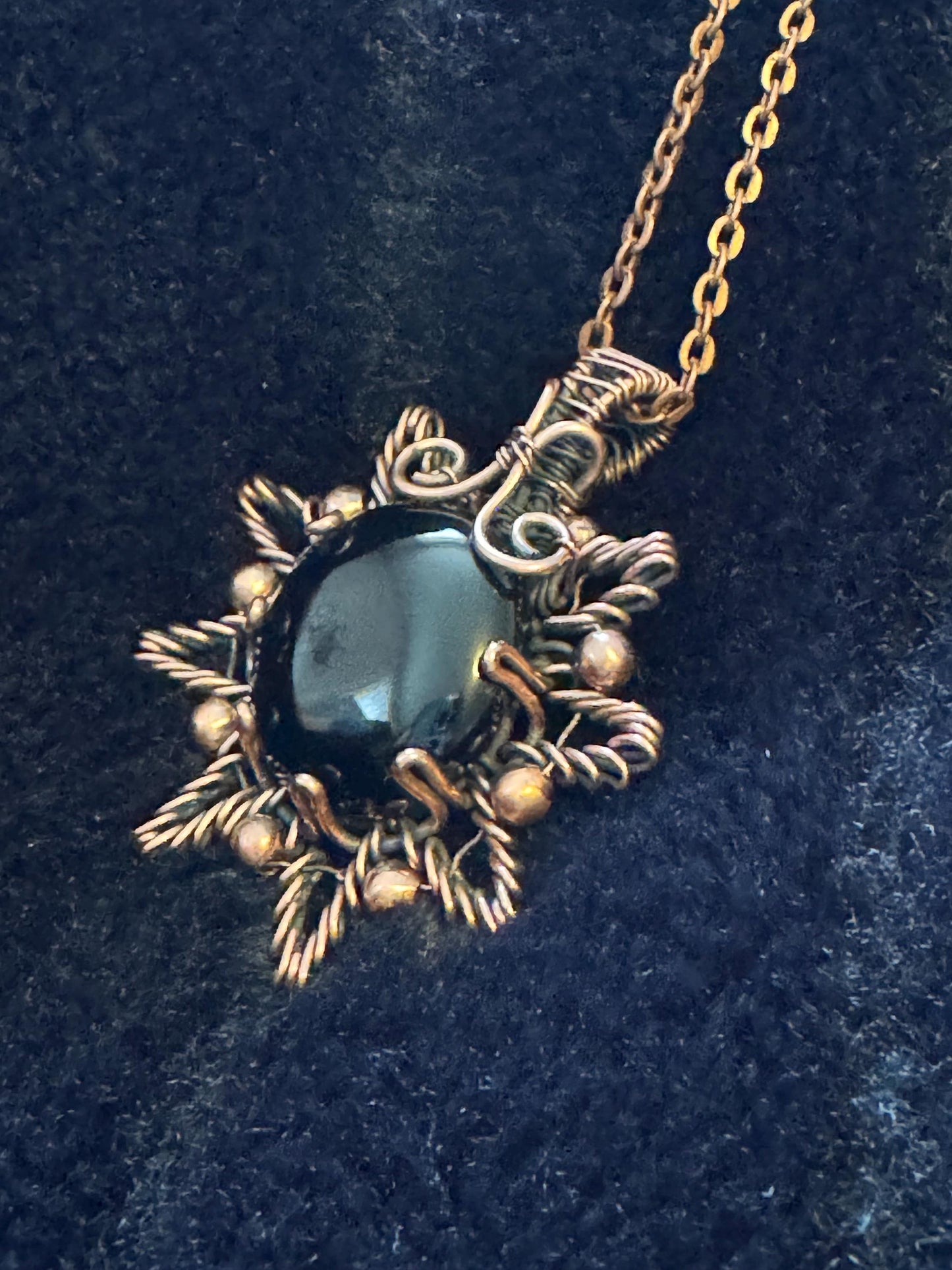 Onyx Sun Copper pendant necklace