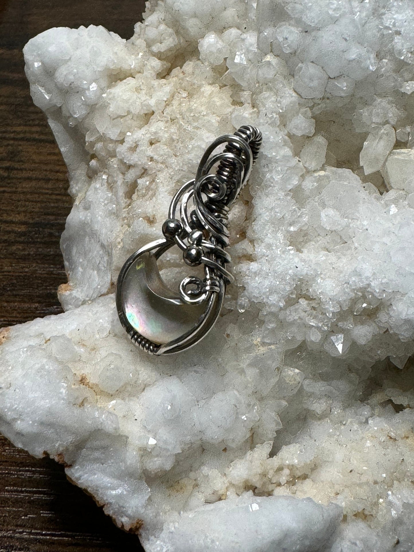 Mother of pearl and Crystal Quartz pendant necklace