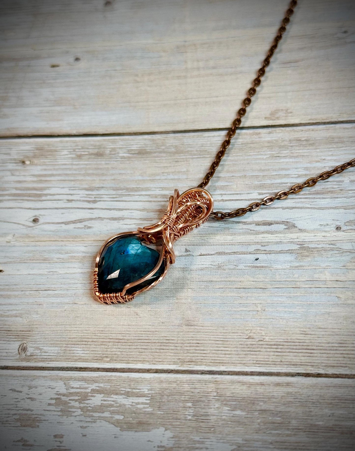 Labradorite heart pendant necklace