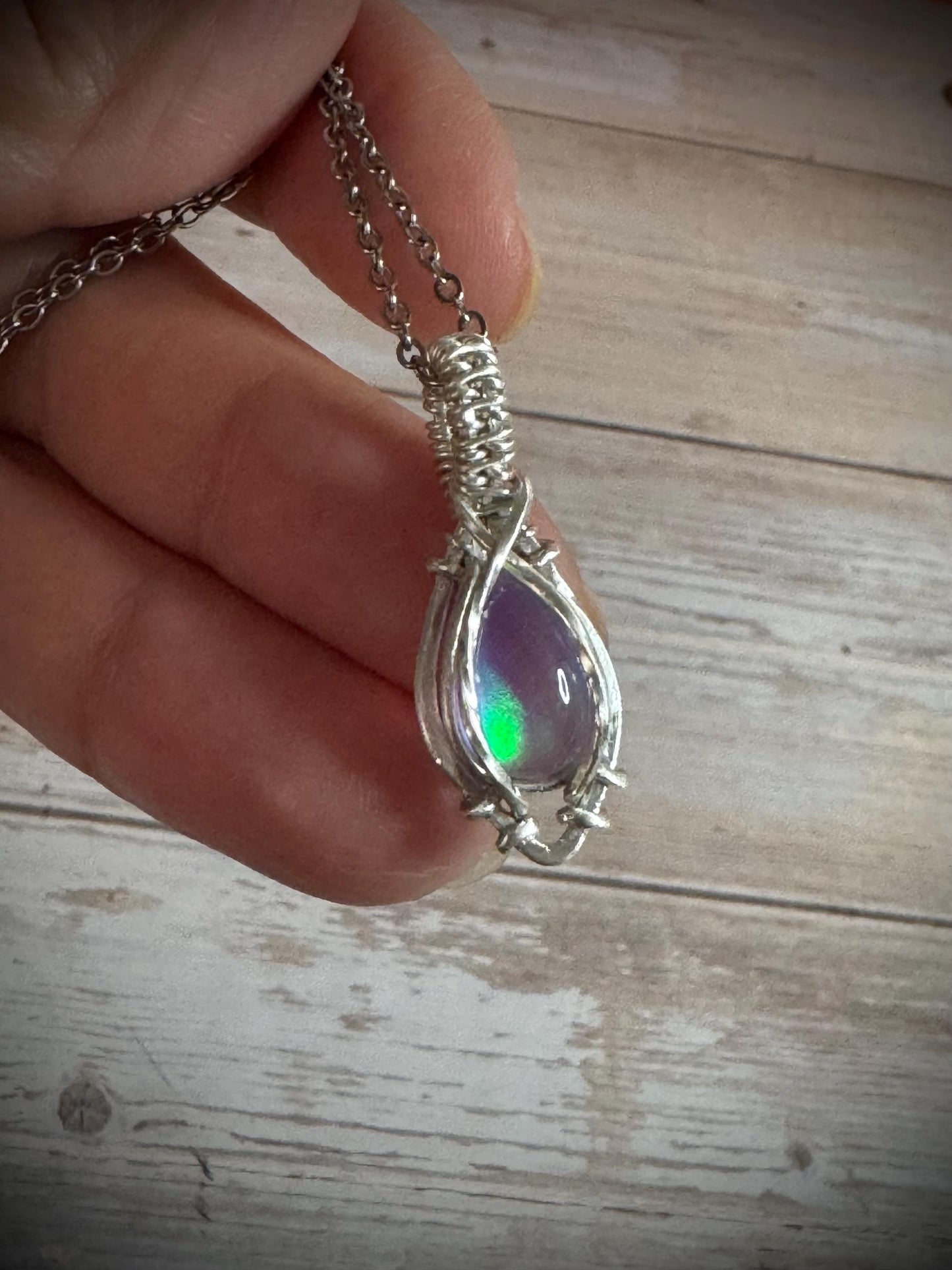 Aurora Opal pendant necklace