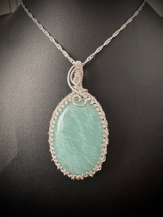 Amazonite gemstone pendant necklace