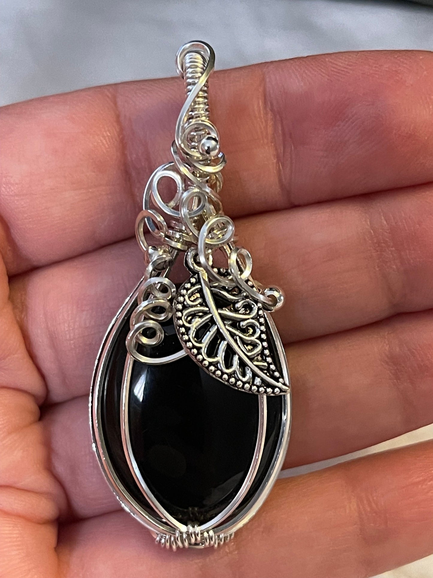 Onyx Pumpkin  pendant necklace