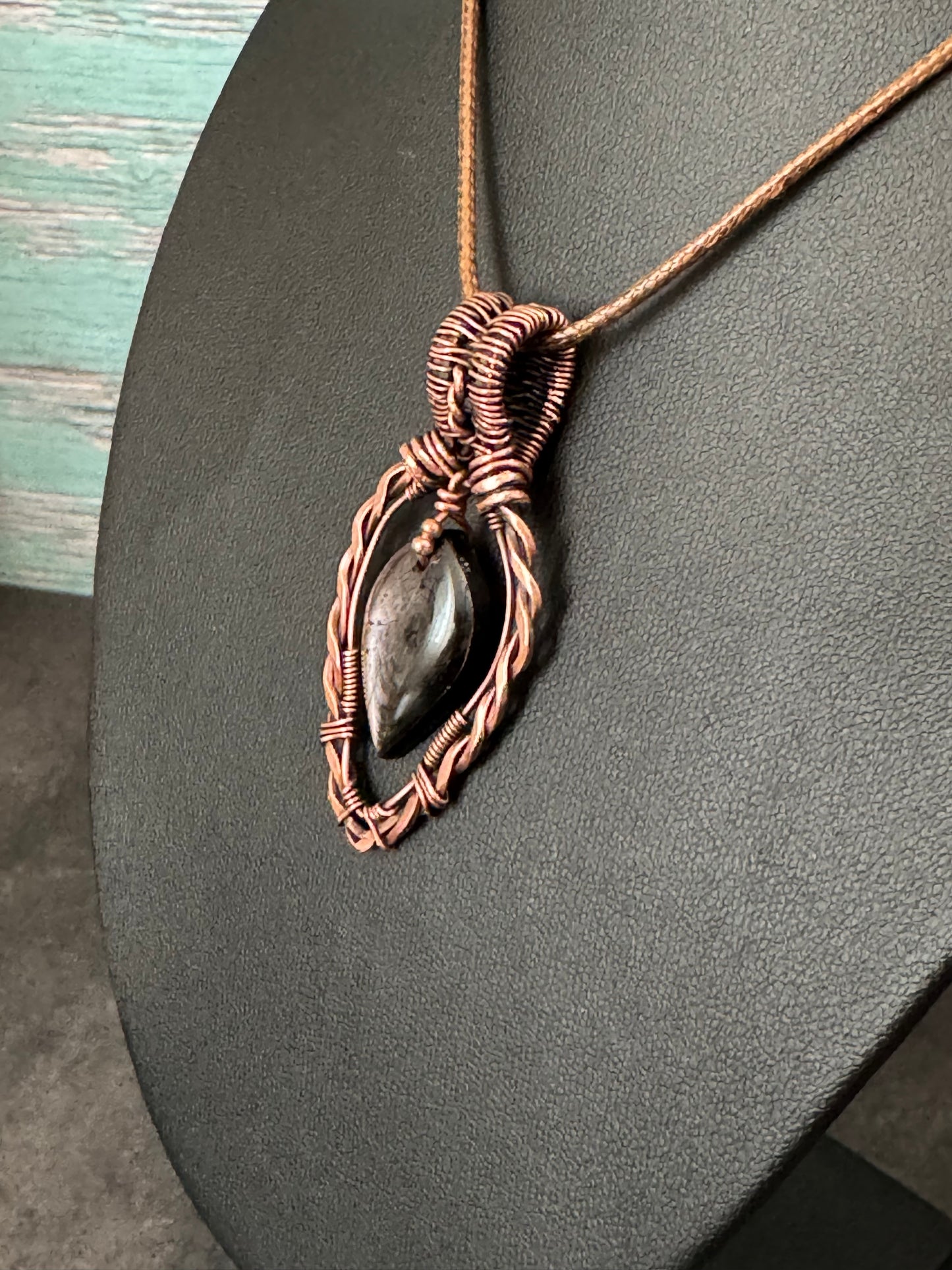 Silver sheen obsidian pendant