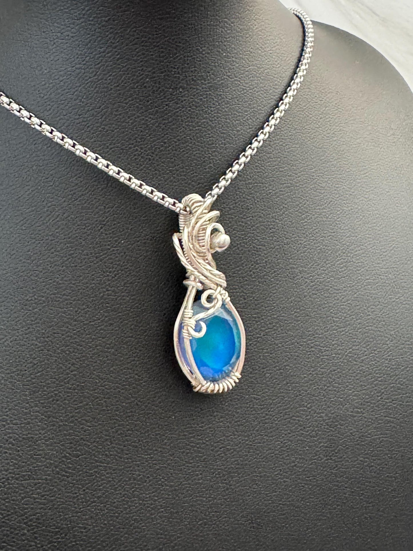 Aurora Opal pendant necklace
