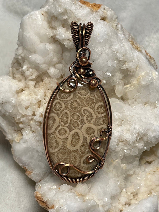 Fossil Coral pendant necklace