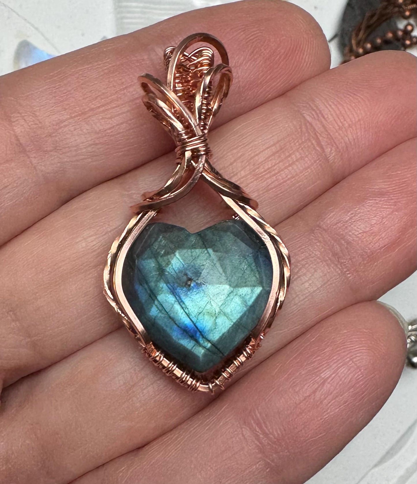 Labradorite heart pendant necklace