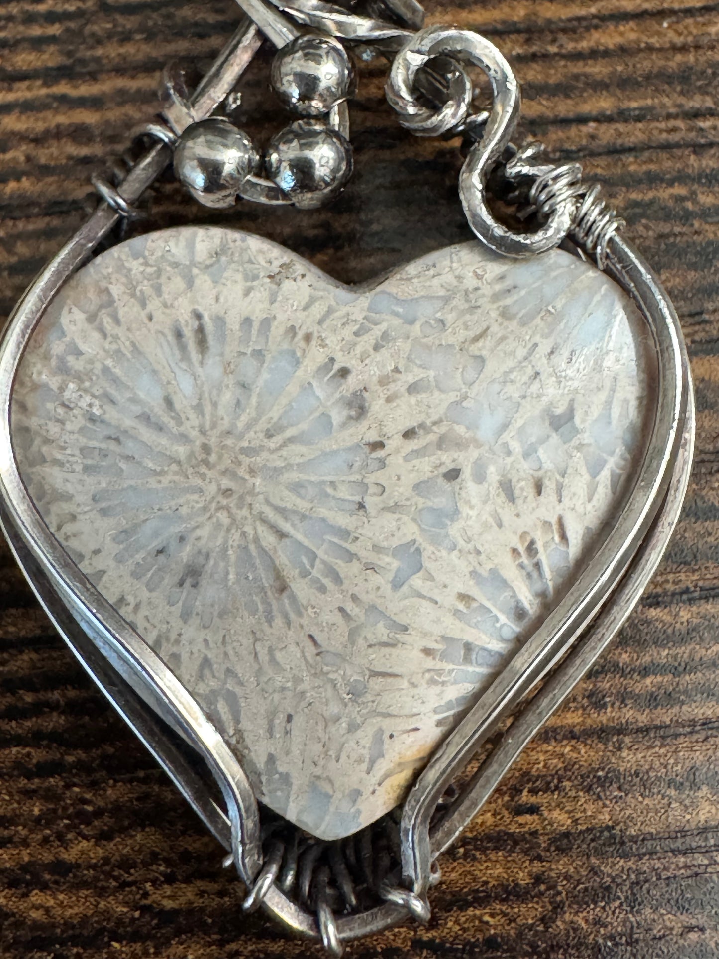 Fossil Coral gemstone jewelry pendant necklace