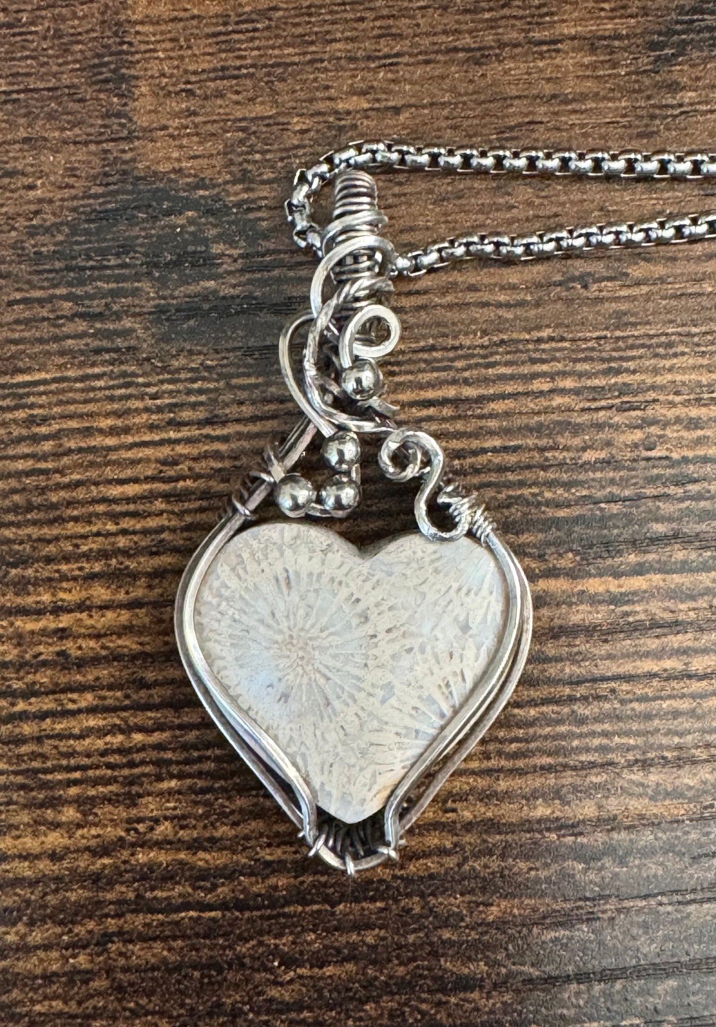 Fossil Coral gemstone jewelry pendant necklace