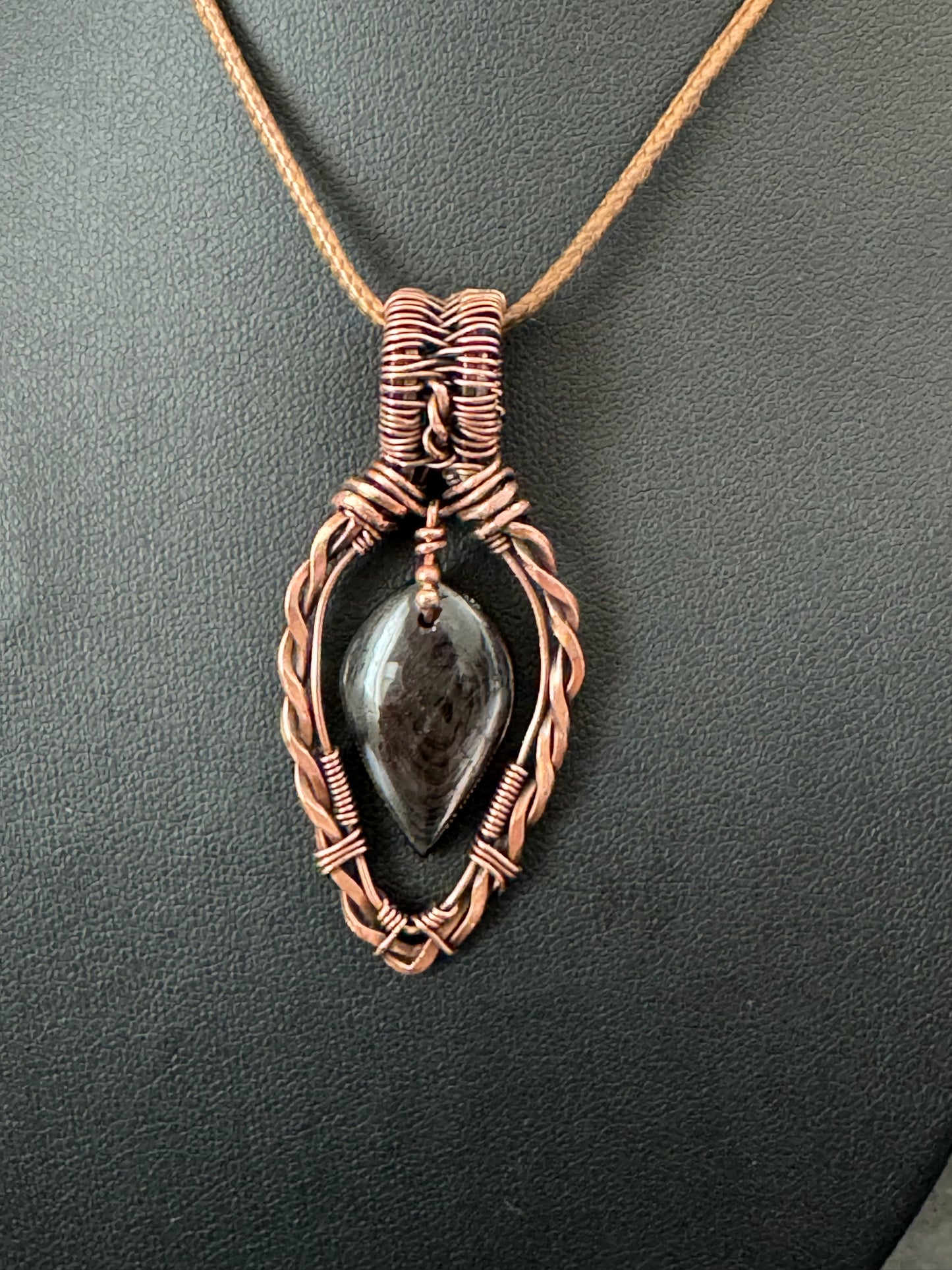 Silver sheen obsidian pendant