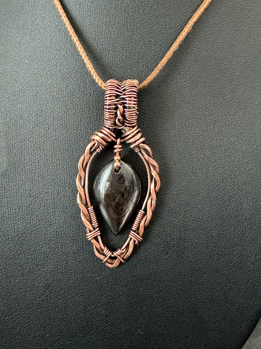 Silver sheen obsidian pendant