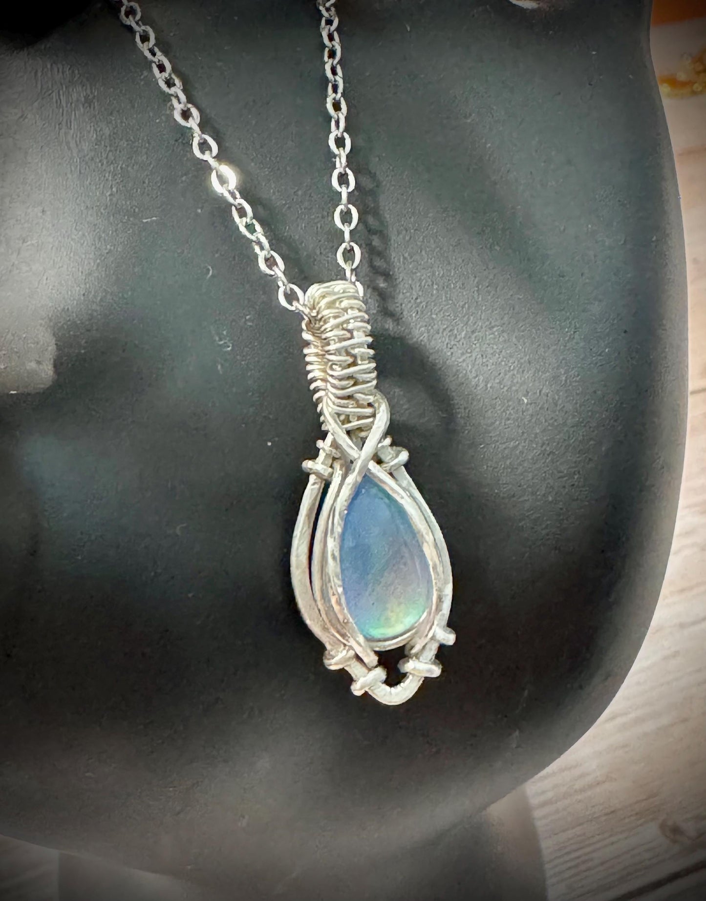 Aurora Opal pendant necklace