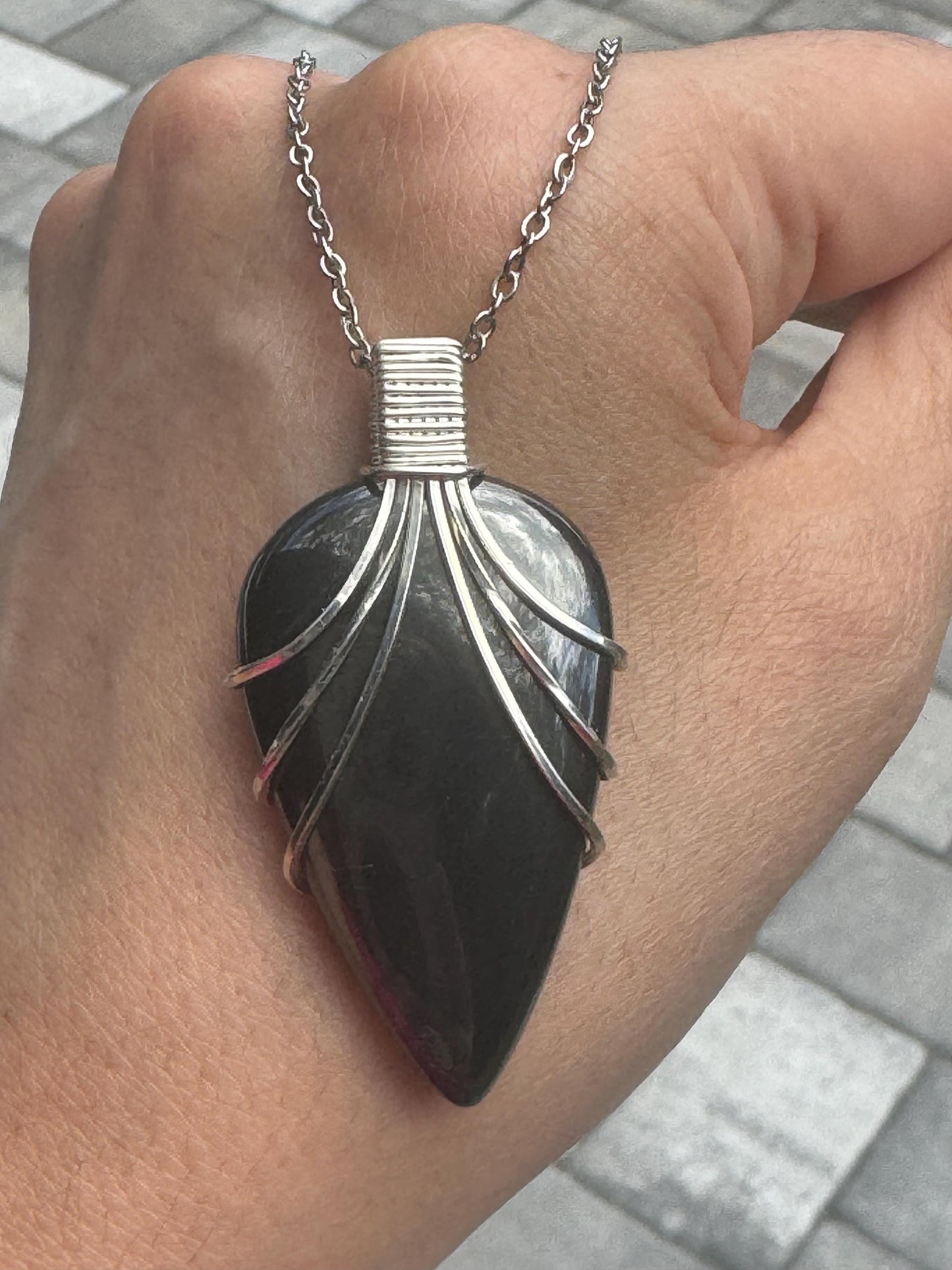 Hematite gemstone pendant necklace