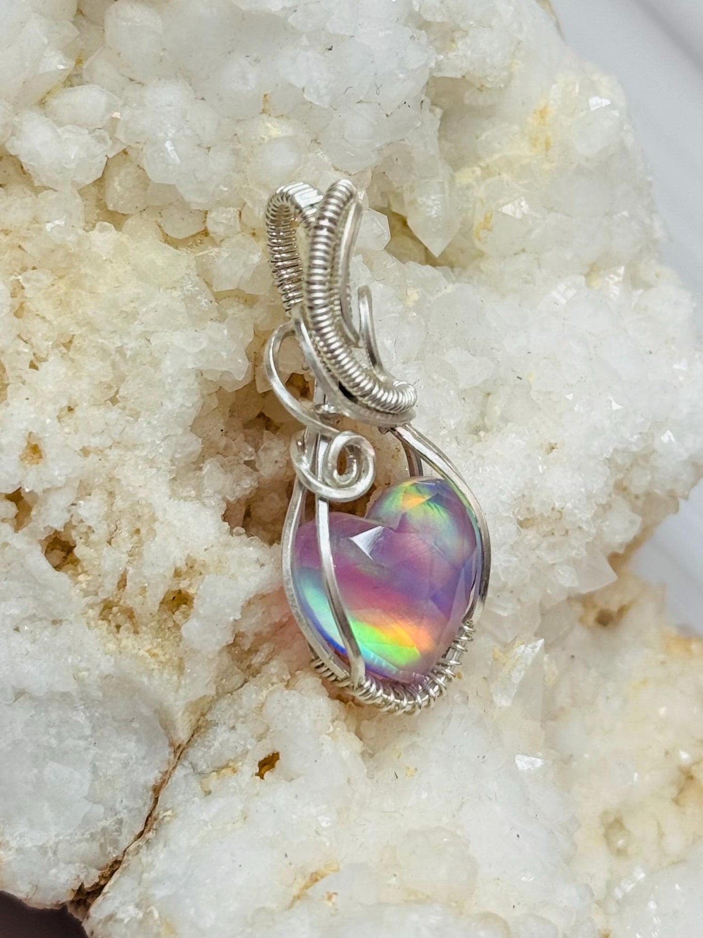 Aurora Opal pendant necklace