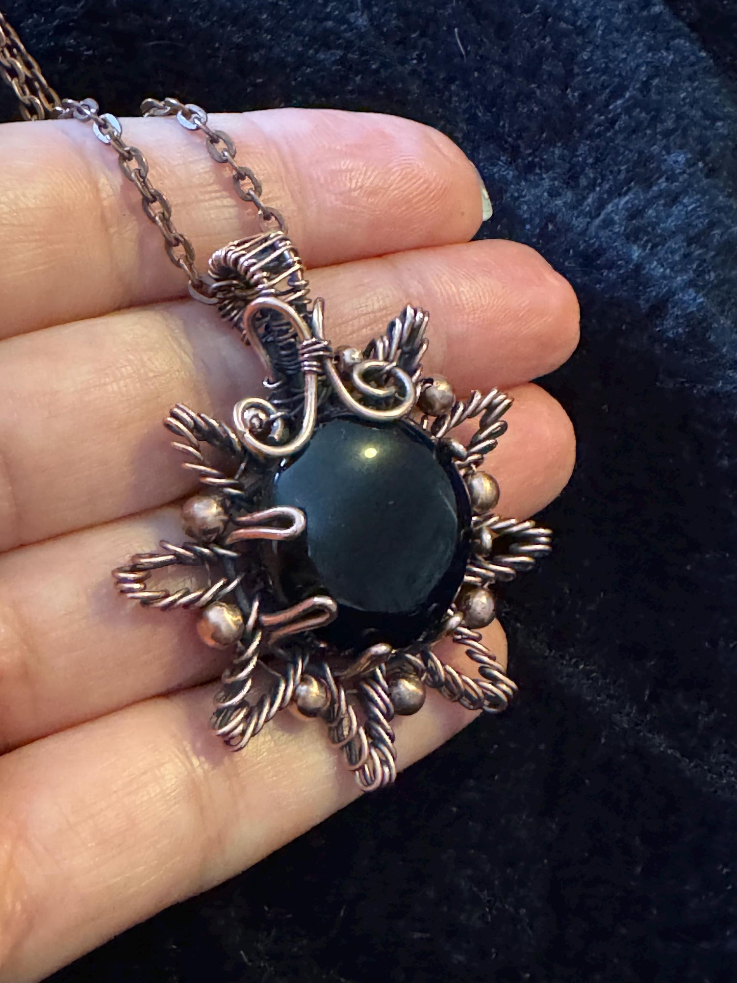 Onyx Sun Copper pendant necklace
