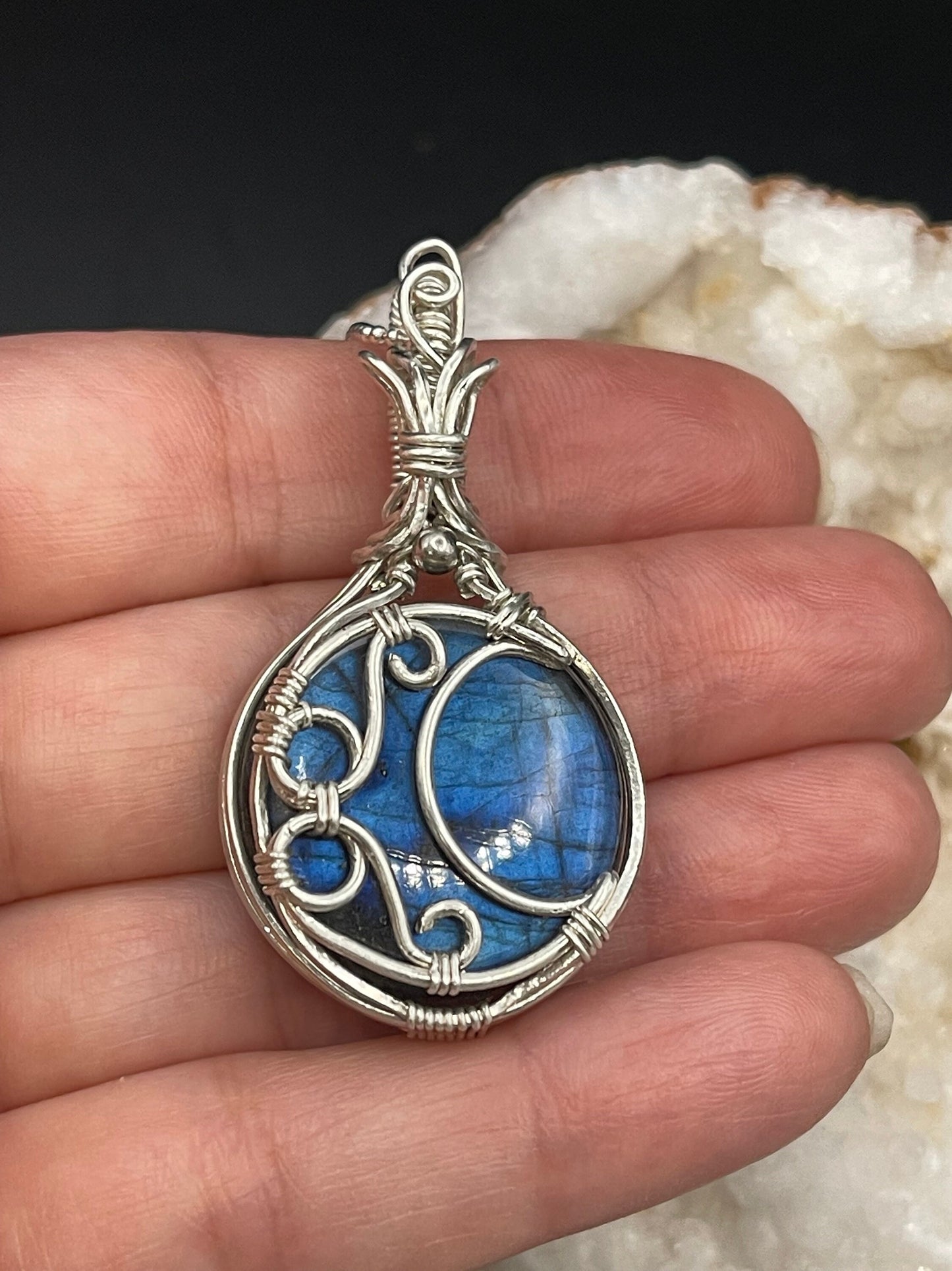 Labradorite moon pendant necklace