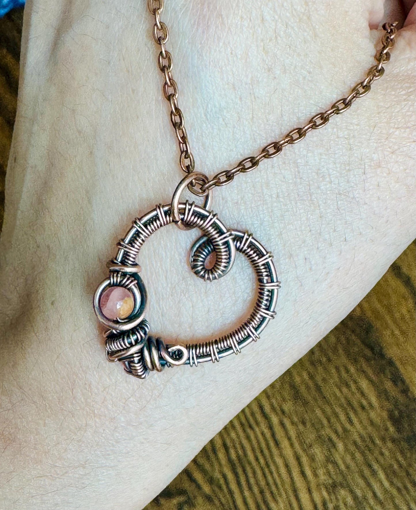 Copper heart pendant necklace