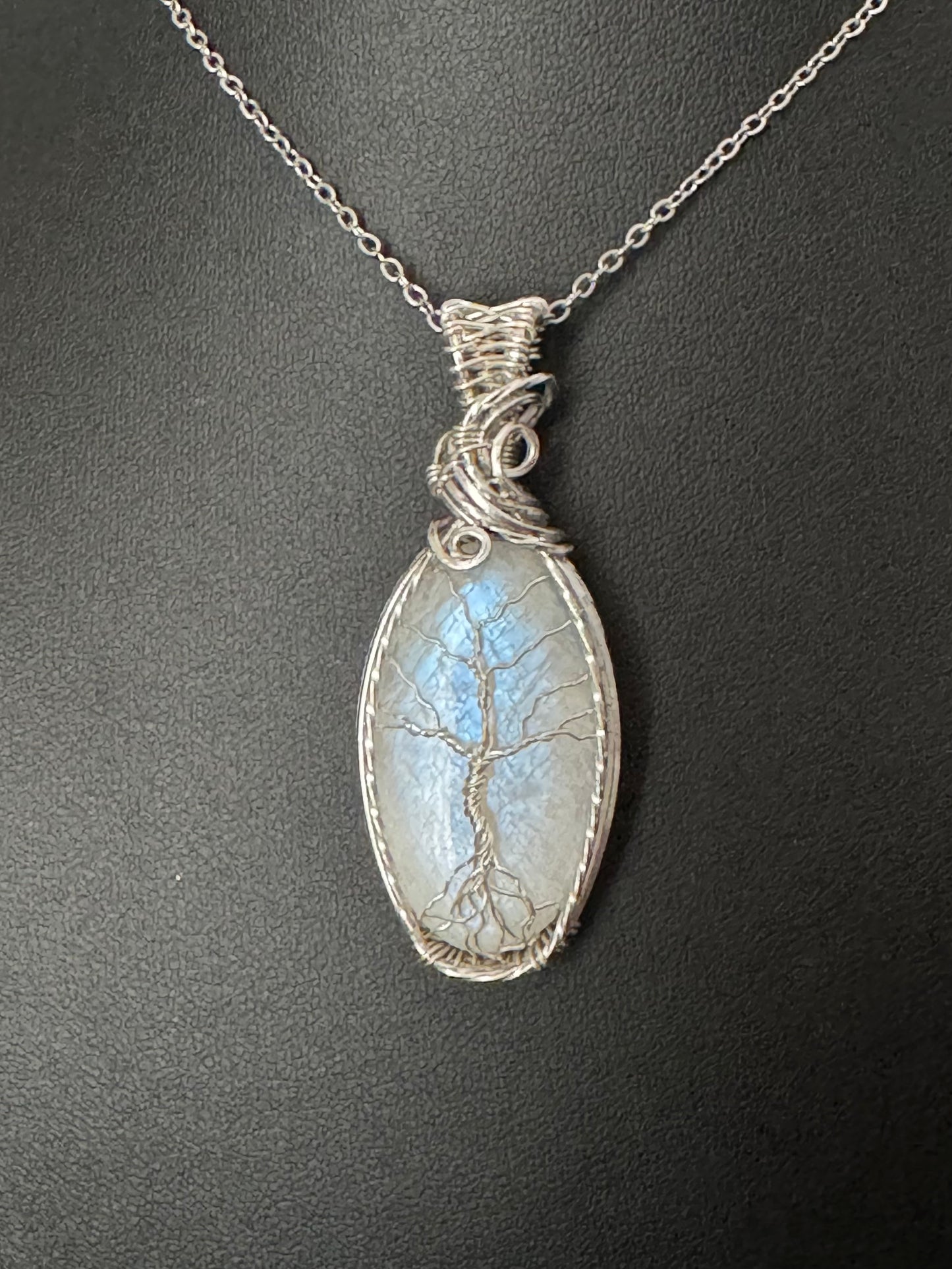 Rainbow moonstoneTree of life pendant