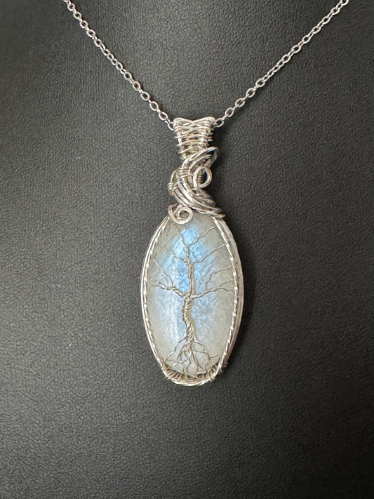 Rainbow moonstoneTree of life pendant