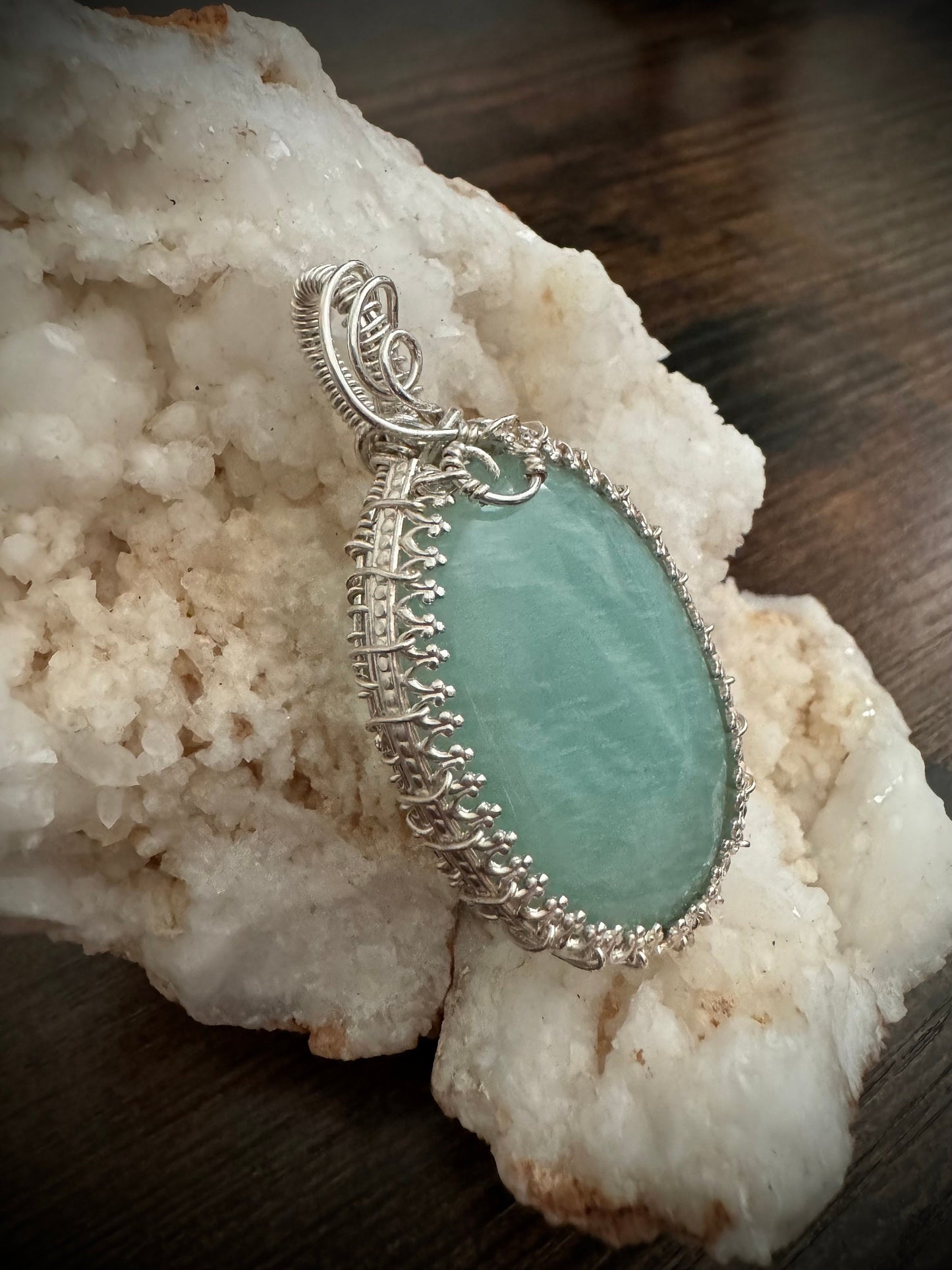 Amazonite gemstone pendant necklace