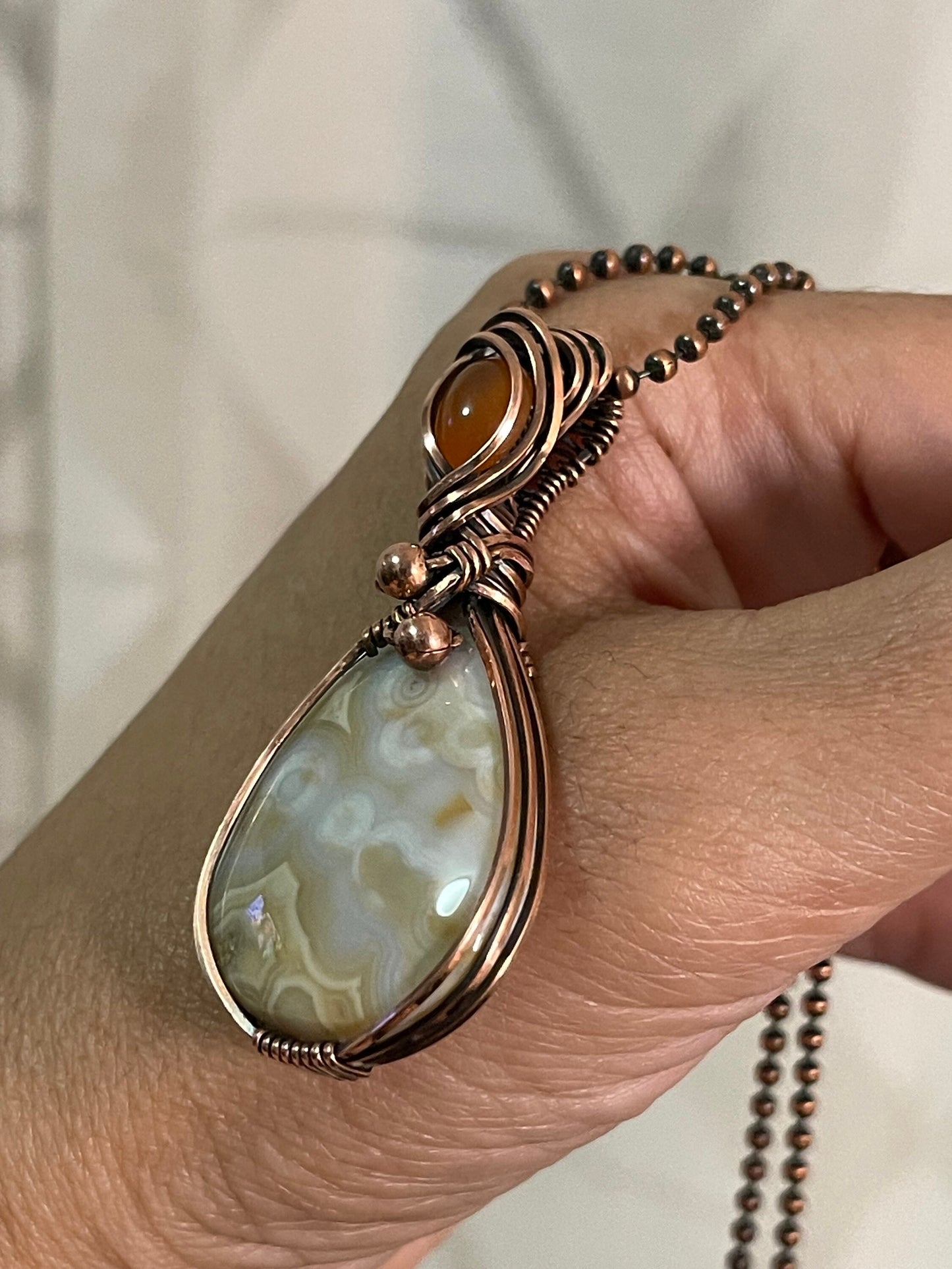 Ocean Jasper gemstone pendant necklace