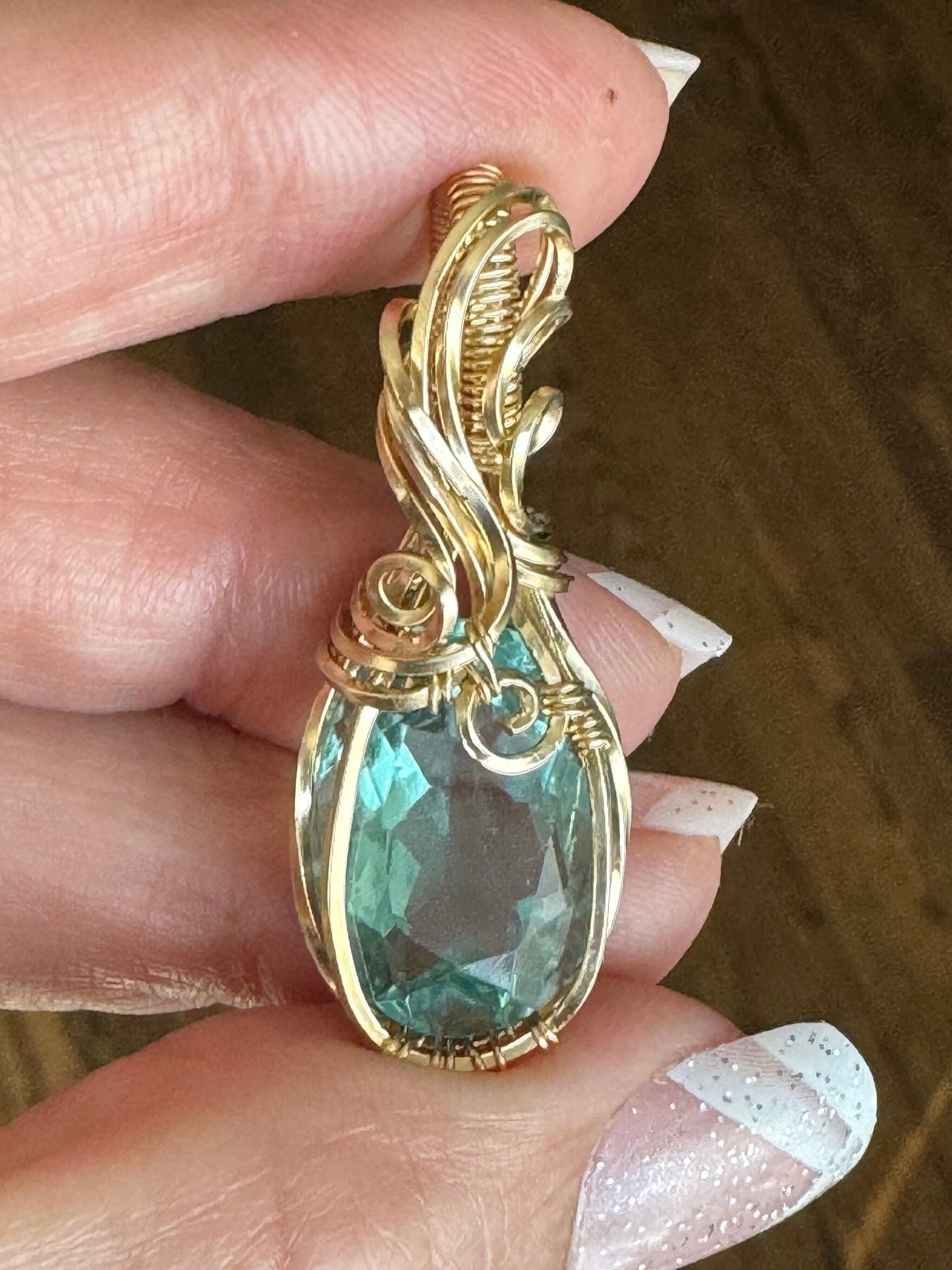 Flourite faceted pendant necklace